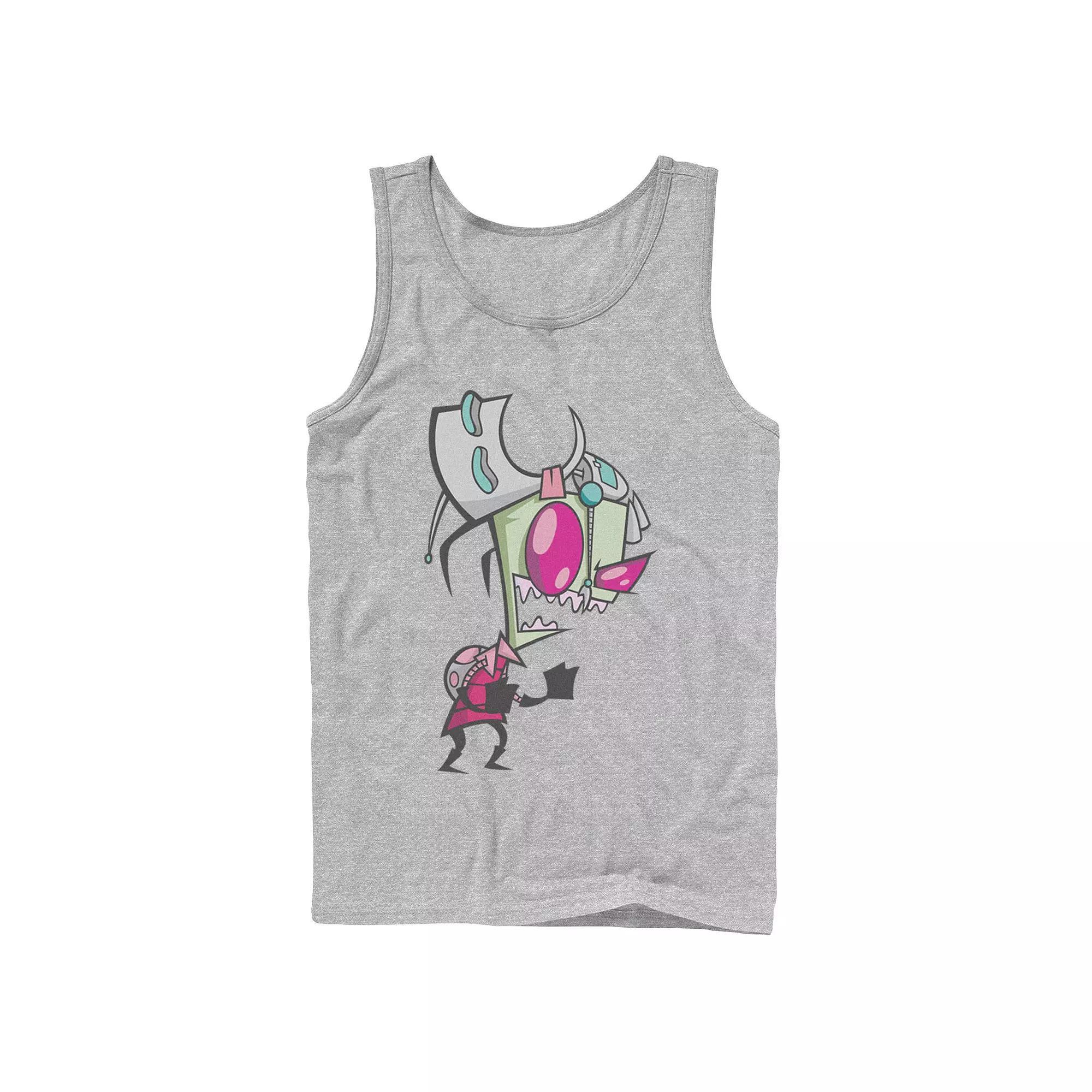 Mens Nickelodeon Invader Zim Menacing Laugh Tired Gir Portrait Graphic Graphic Tank Top Athletic Grey Product Image