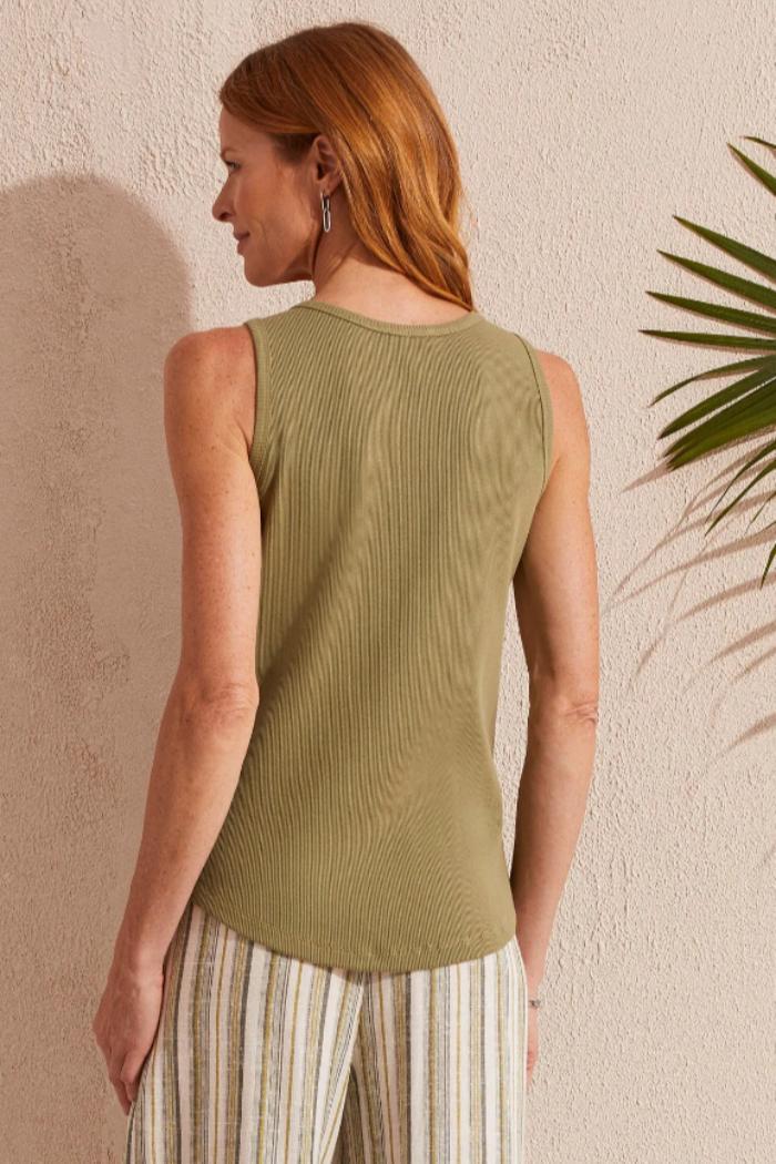 Solid Cotton Henley Tank Top Product Image