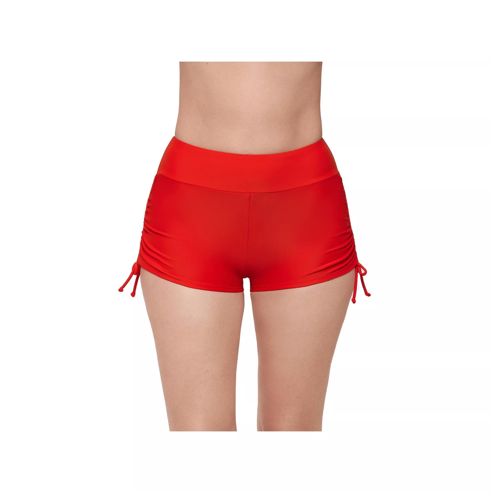 Women's ECO BEACH Side-Ruched Swim Shorts, Size: Large, Habanero Product Image