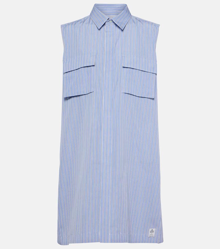 SACAI Striped Cotton Poplin Shirt Dress In Blue Product Image