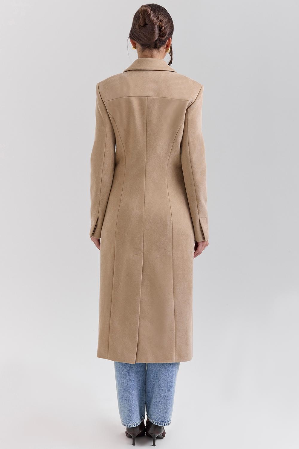 Remi Camel Single Breasted Long Coat Product Image