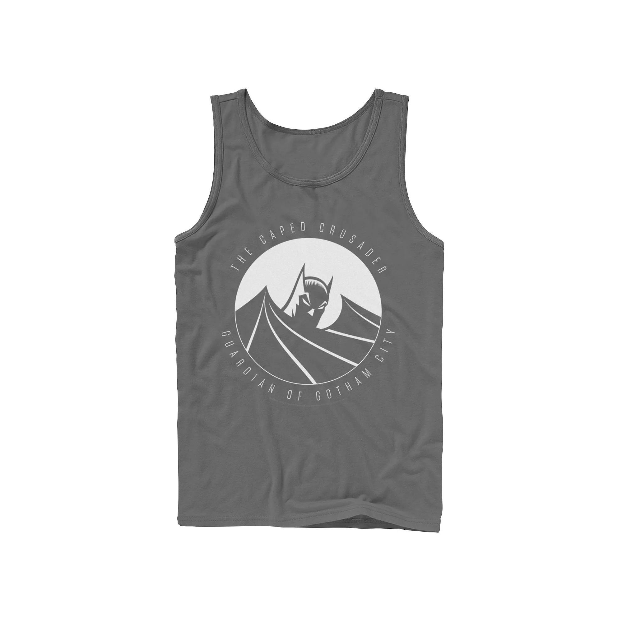 Men's DC Comics Batman The Caped Crusader Text Poster Tank Top, Size: Small, Grey Product Image