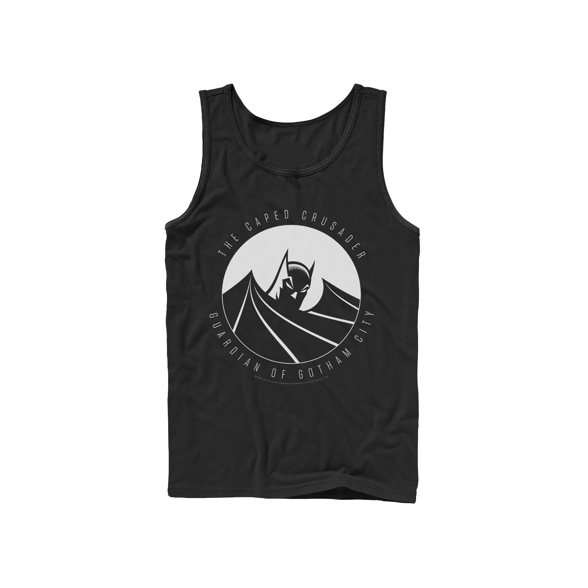 Men's DC Comics Batman The Caped Crusader Text Poster Tank Top, Size: Small, Grey Product Image