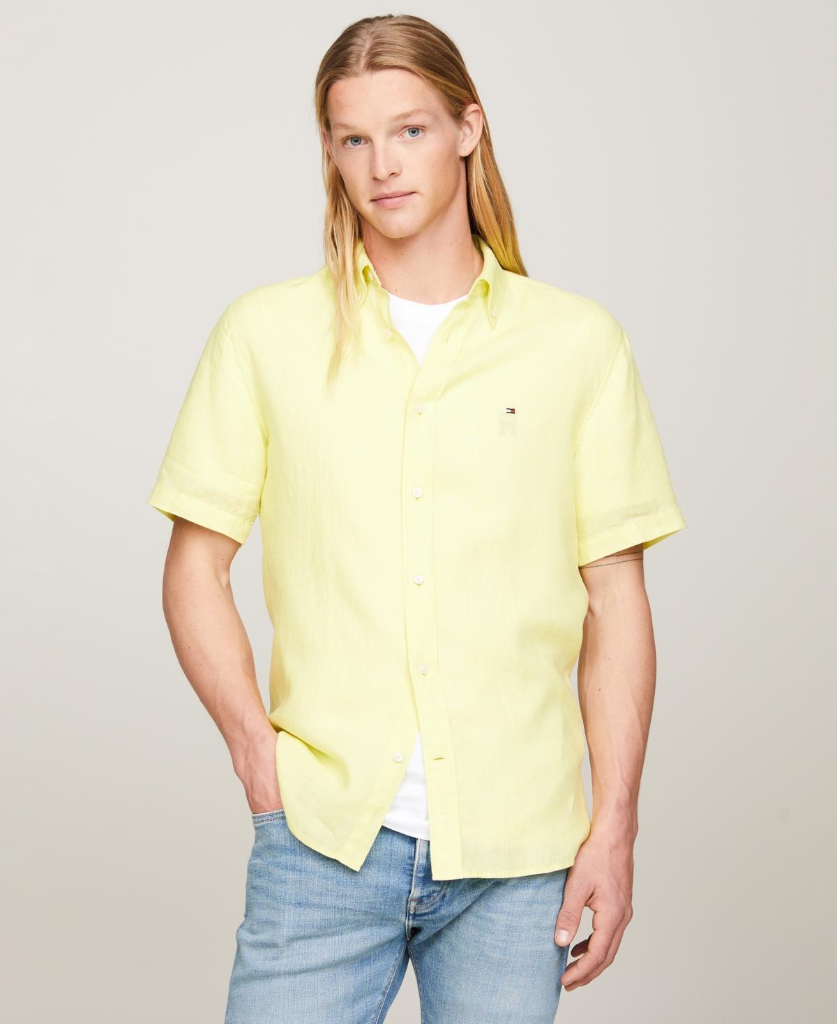 Tommy Hilfiger Mens Regular-Fit Linen Short-Sleeve Shirt Product Image