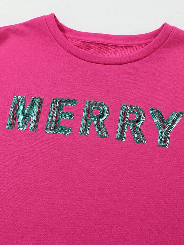 Contrast Color Sequin Crew Neck Sweatshirt Product Image