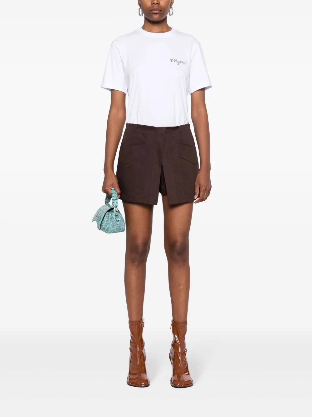 MSGM Logo-embroidered Cotton T-shirt In White Product Image