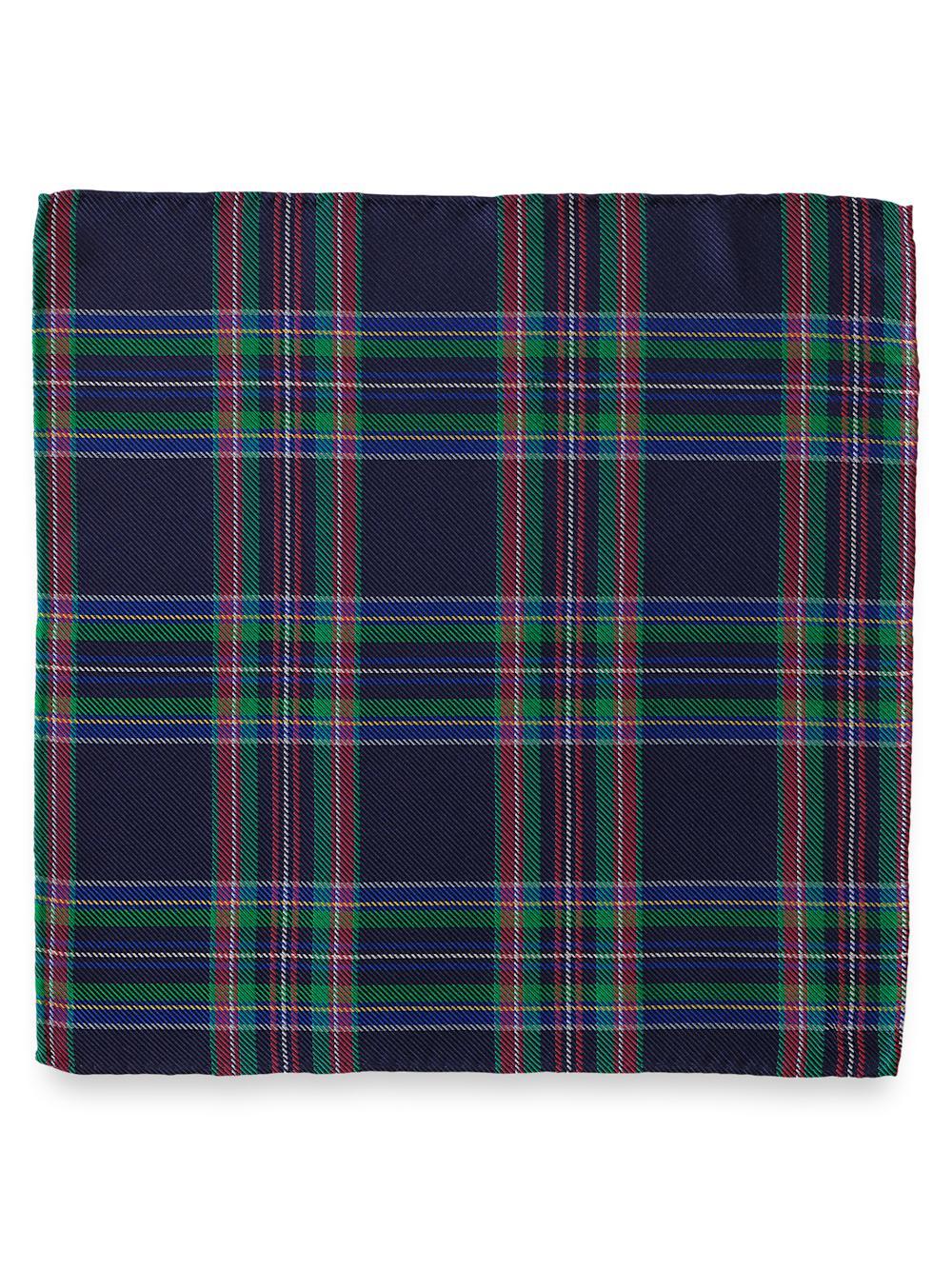 Tartan Silk Pocket Square - Navy Multi Product Image