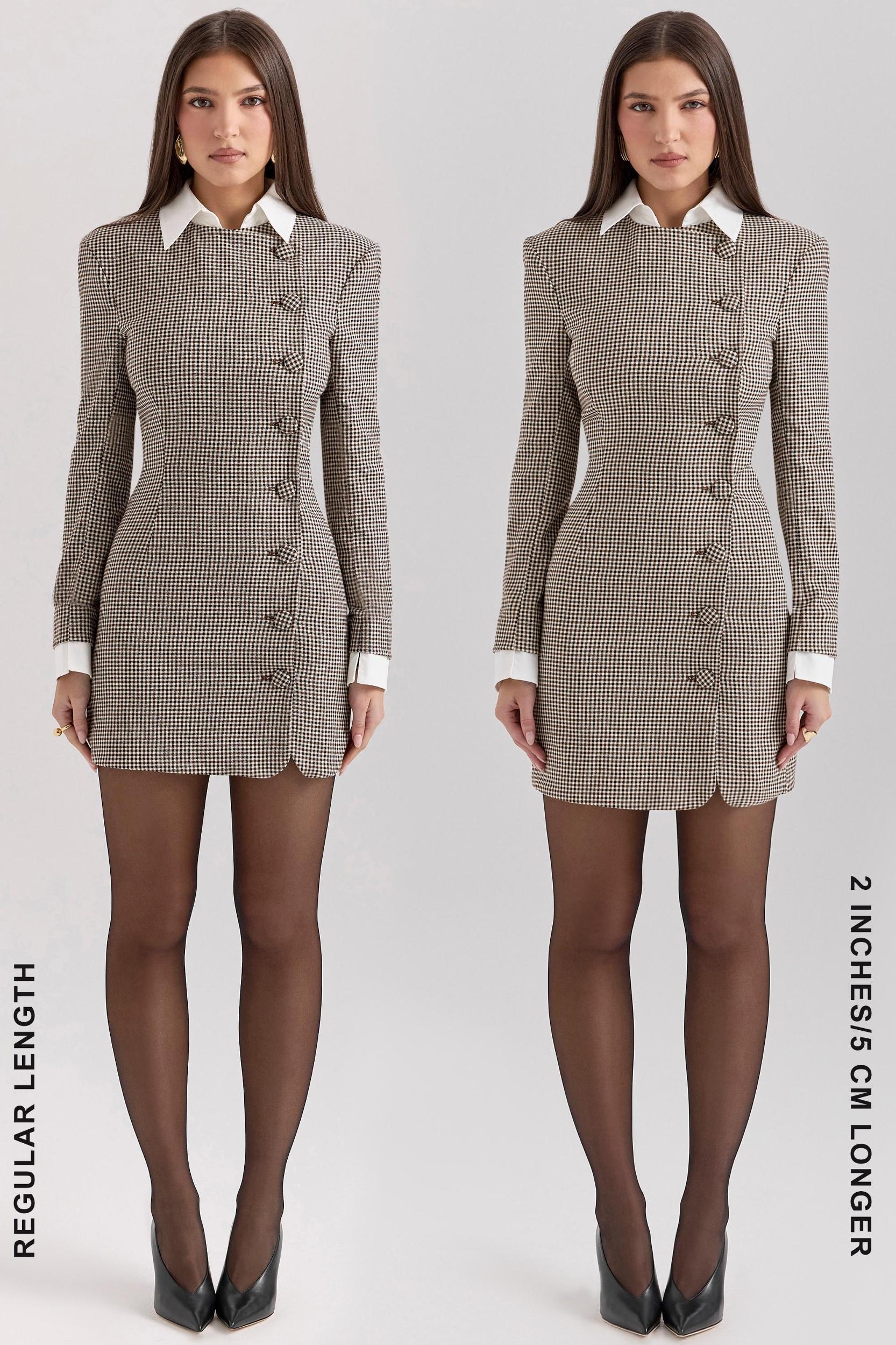 Leoni  brown puppytooth check bodycon mini dress Product Image