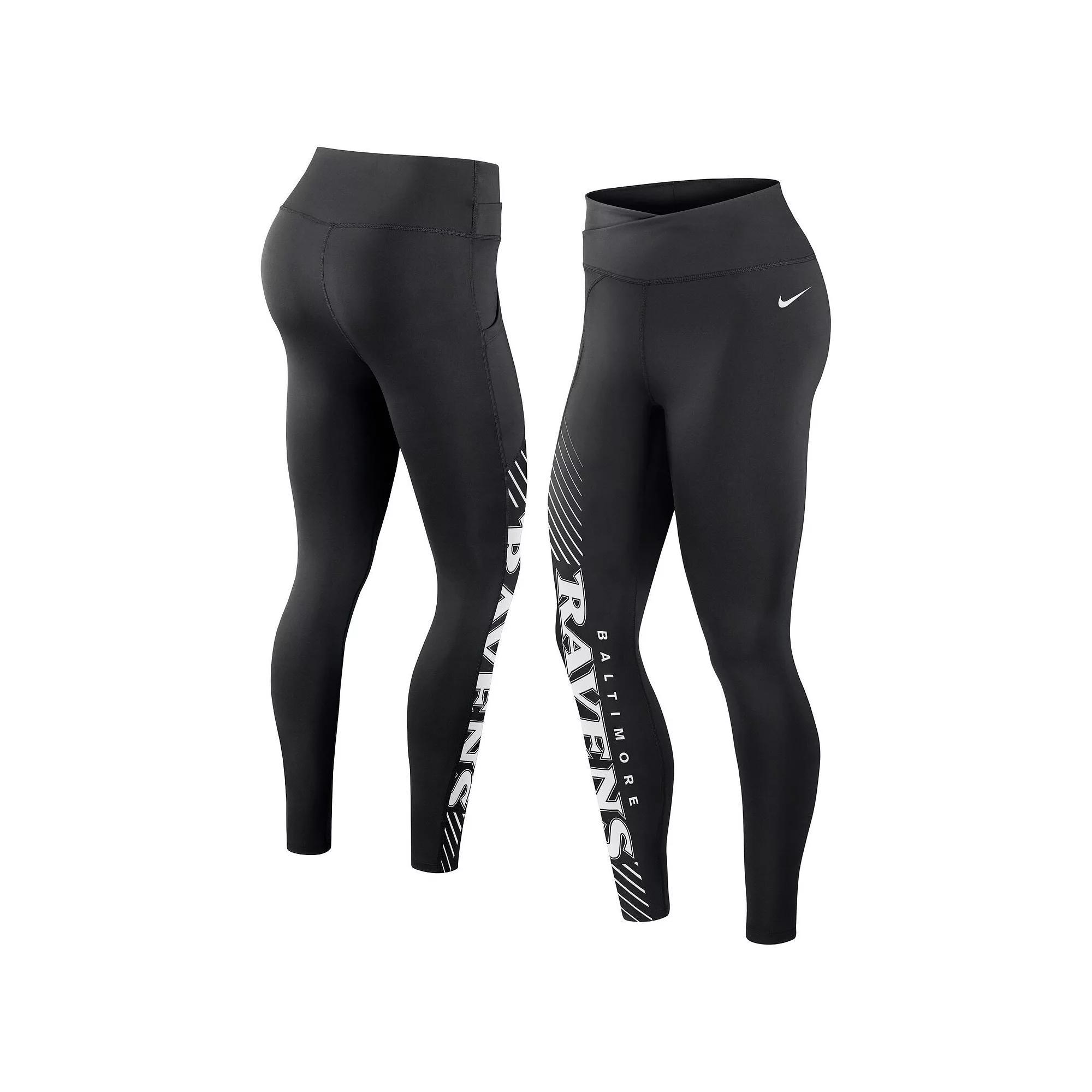 Women's Nike Black Baltimore Ravens Yard Line Crossover Leggings, Size: XS Product Image