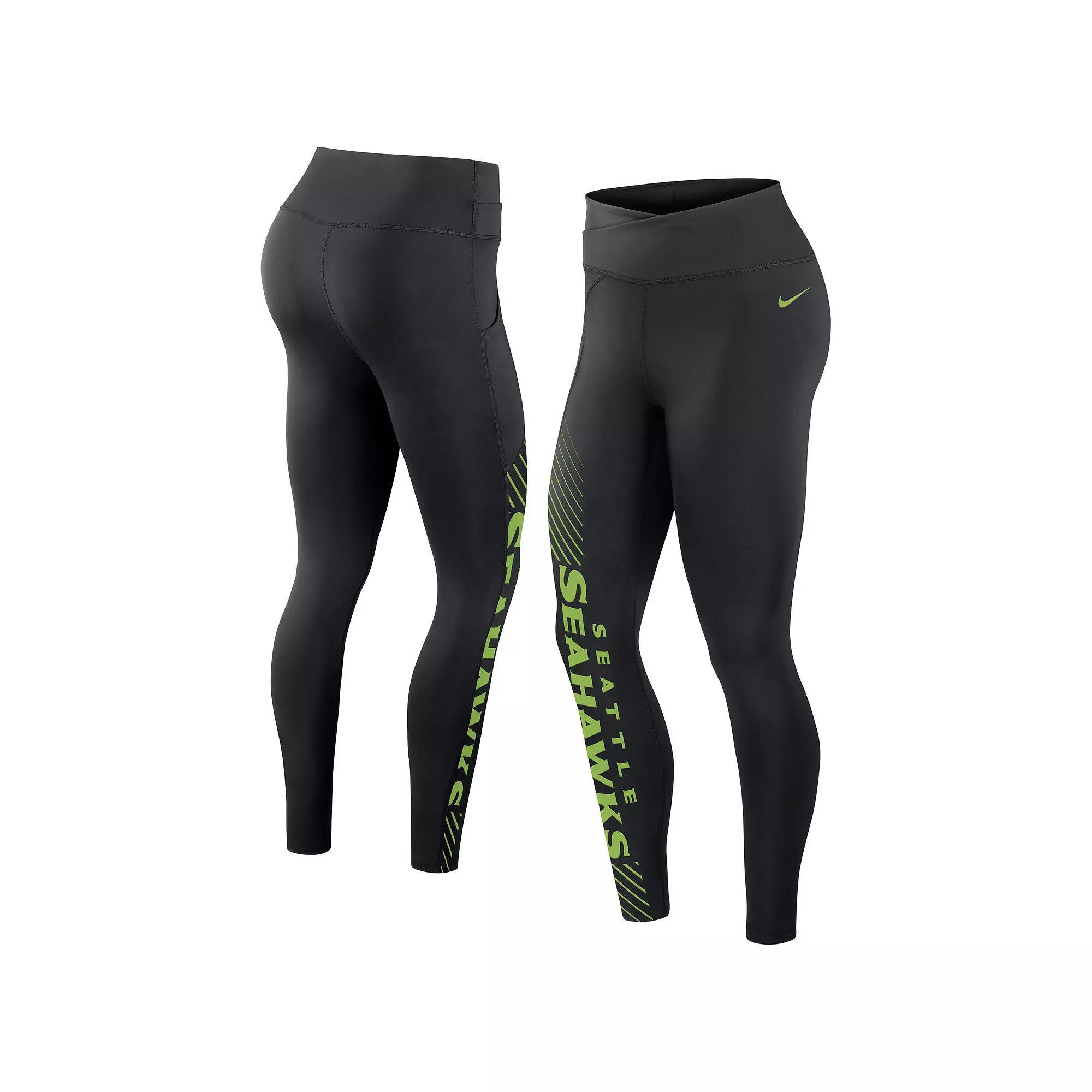 Women's Nike Black Dallas Cowboys Yard Line Crossover Leggings, Size: XS Product Image