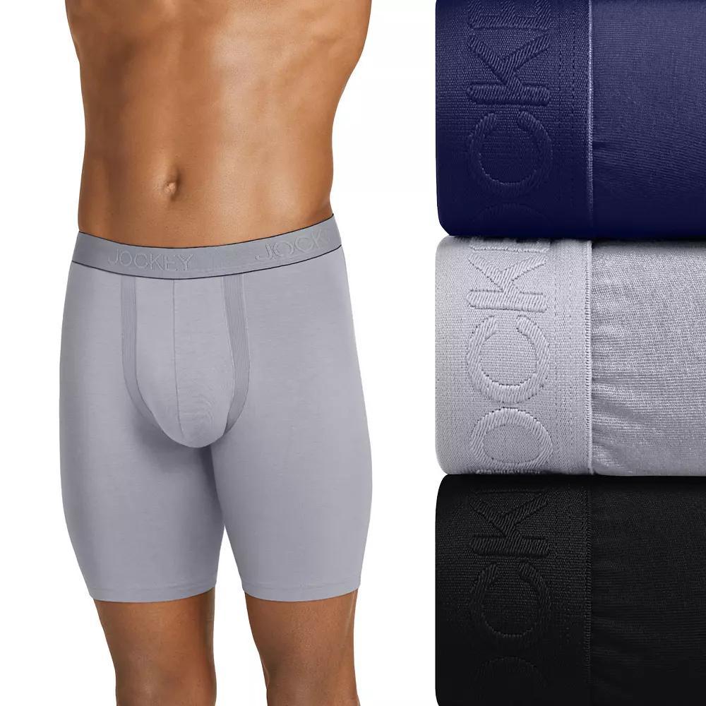 Men's Jockey® 3-Pack Chafe-Proof Pouch Stretch 8.5" Midway Boxer Briefs, Size: Small, Navy Grey Black Product Image