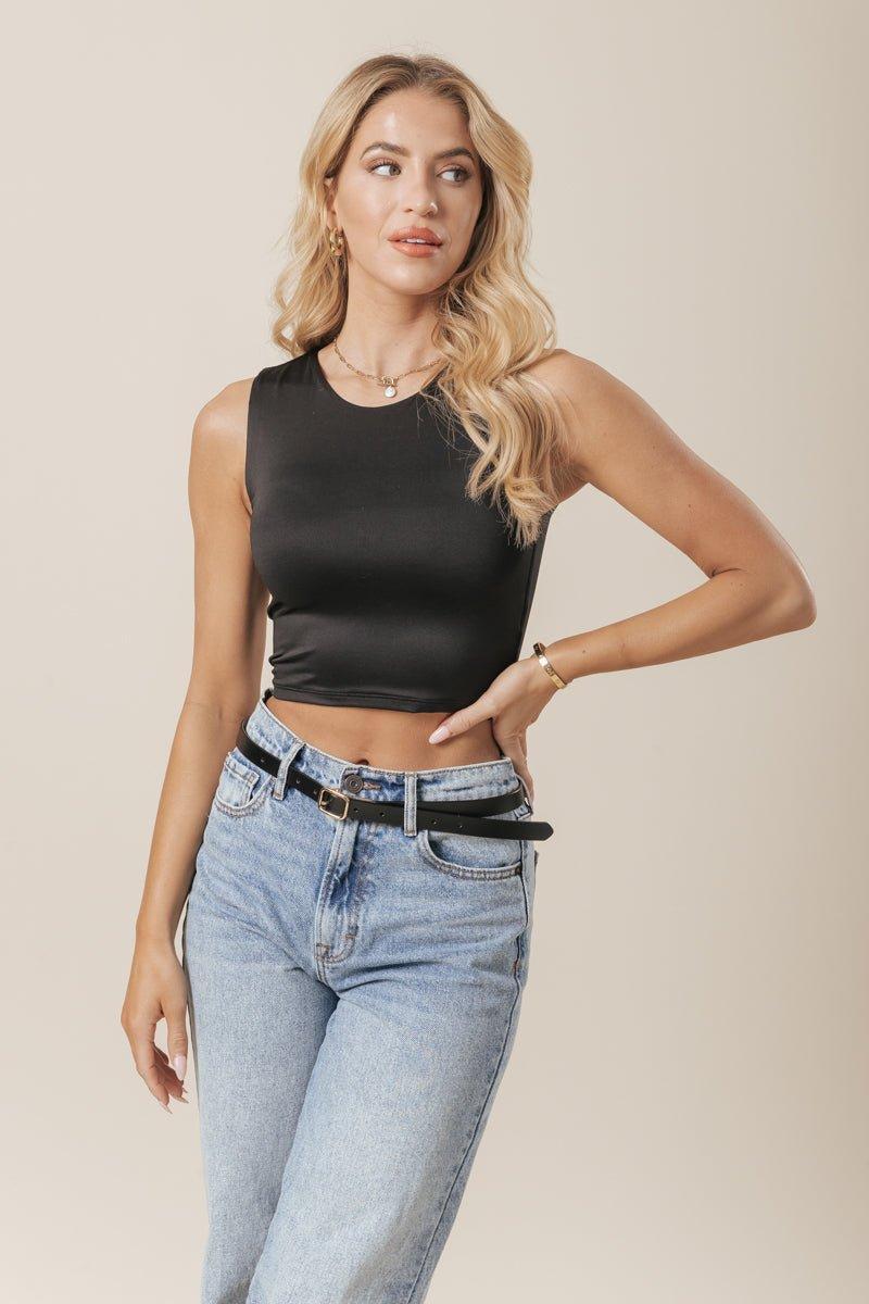 Round Neck Cropped Tank Top - FINAL SALE Female Product Image