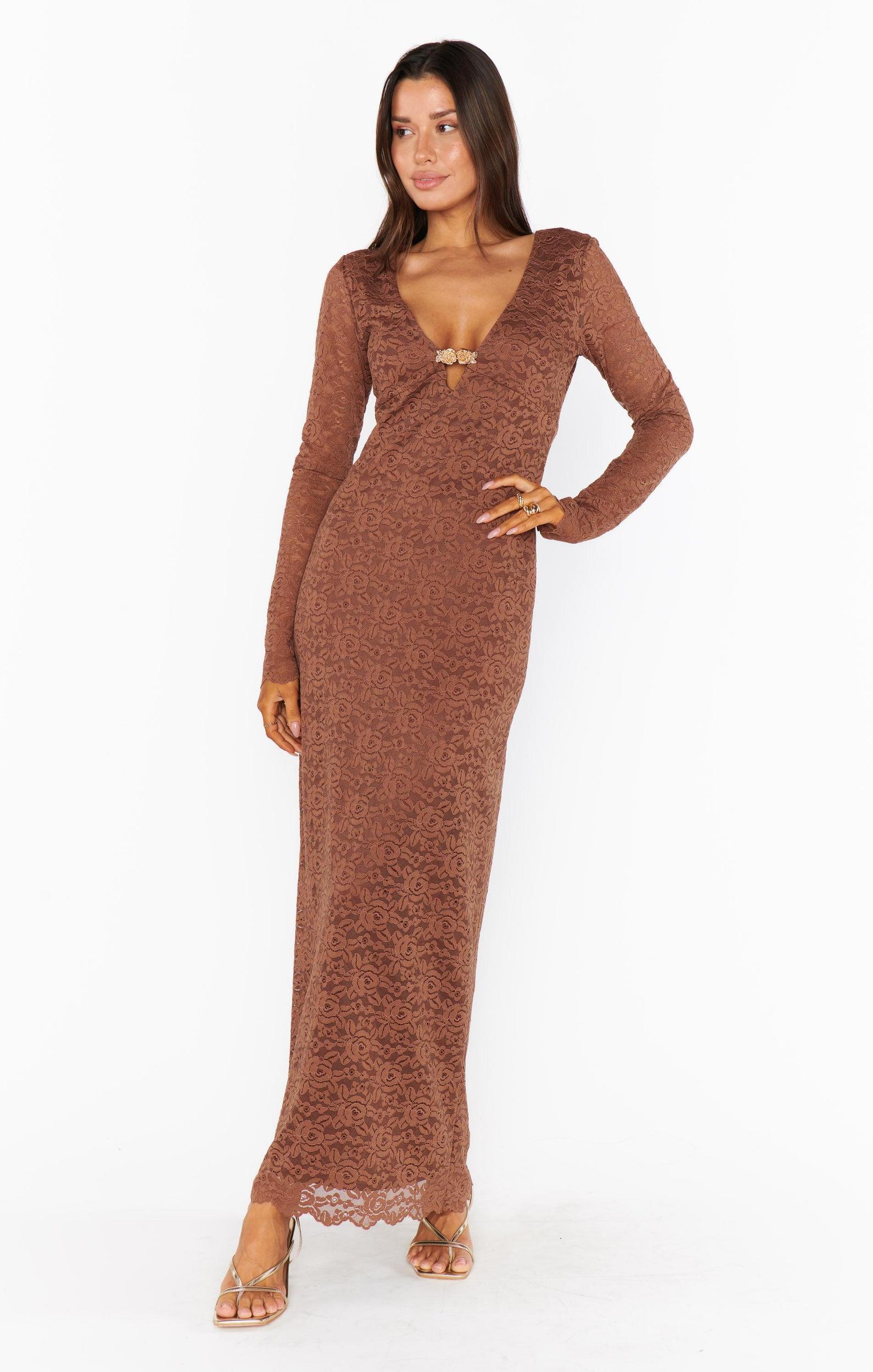 Leah Dress ~ Brown Lovely Lace Product Image