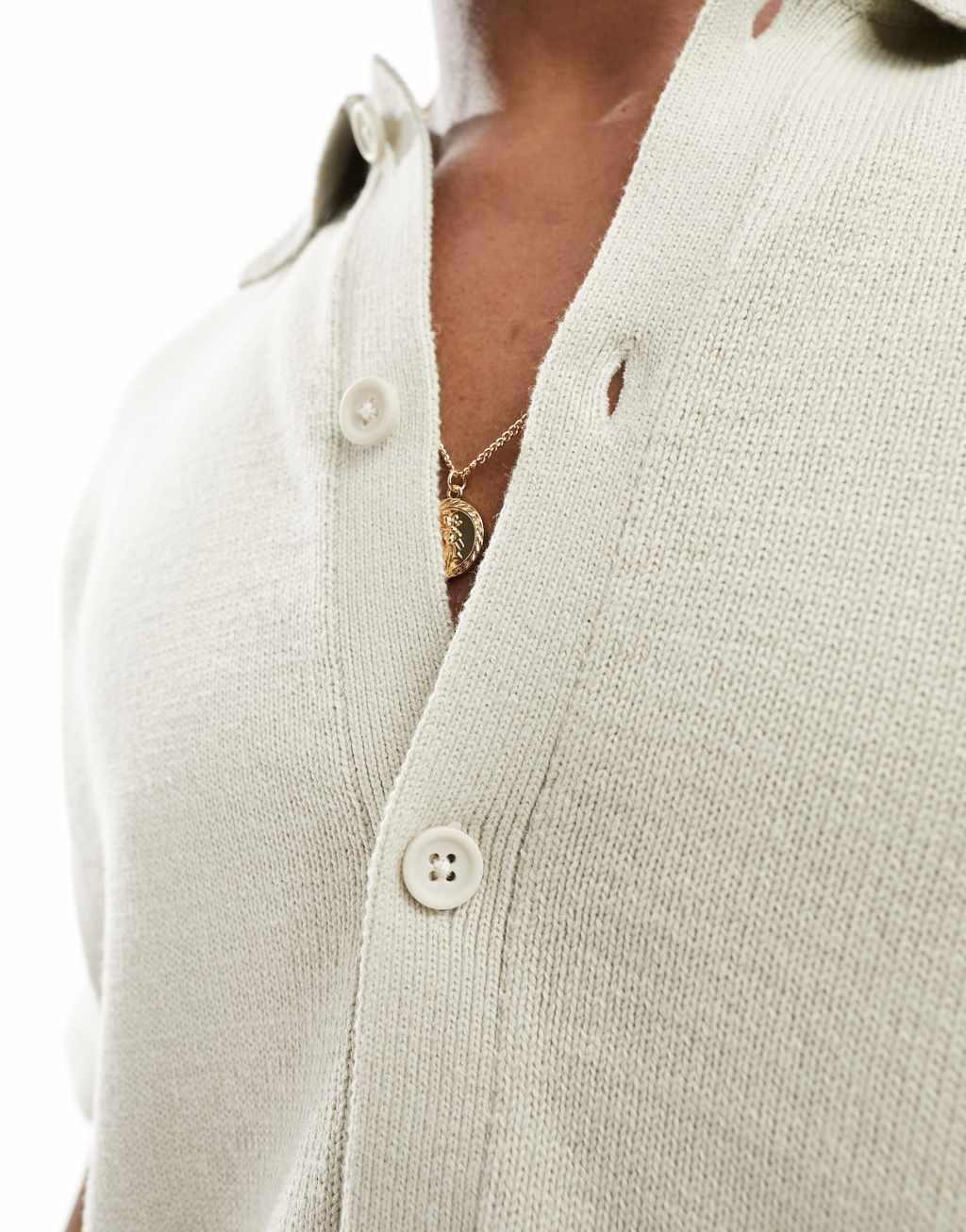 ASOS DESIGN midweight knit cotton button up polo Product Image