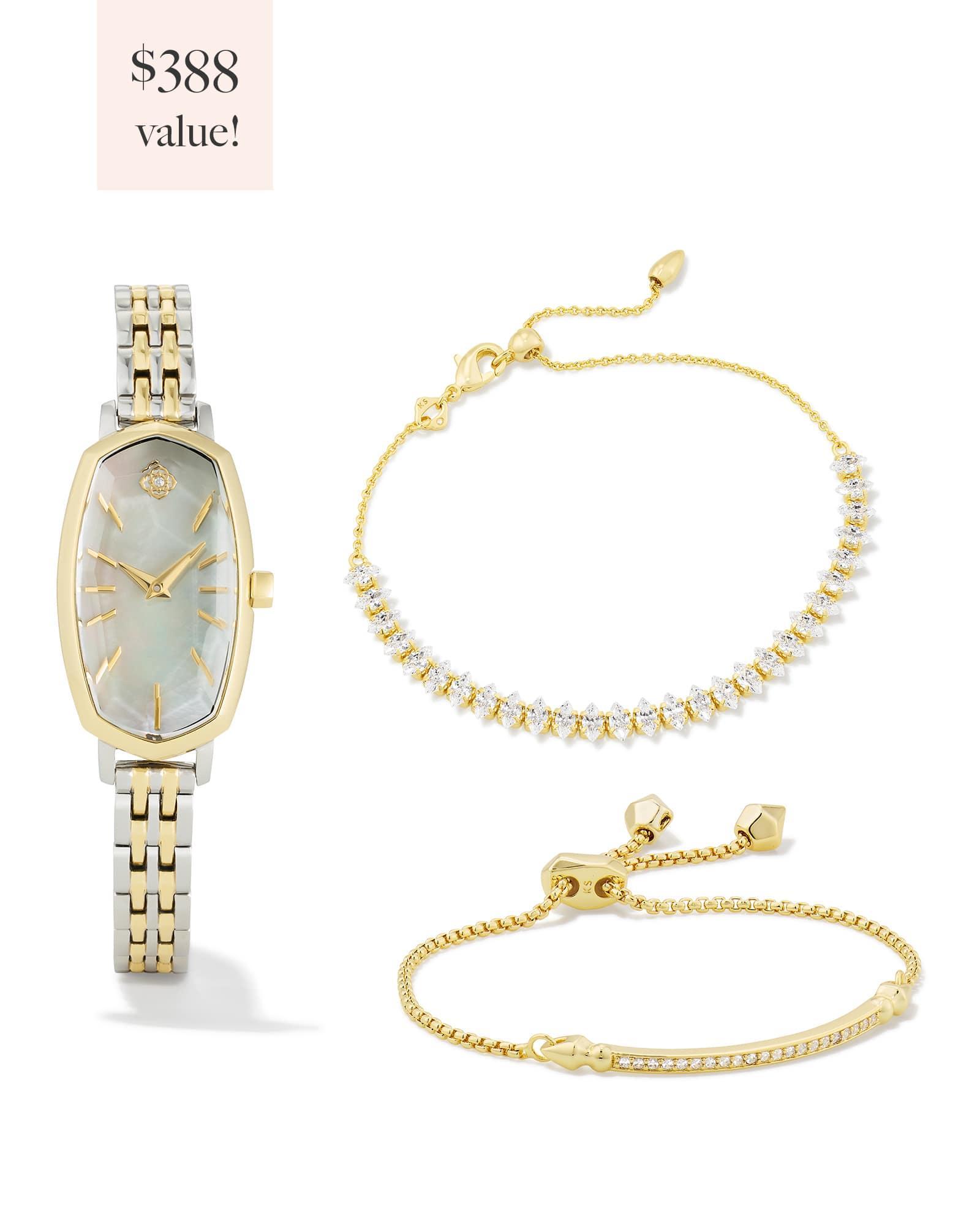 Abbie Gold Pave Frame Drop Earrings in Ivory Mother-of-Pearl Product Image
