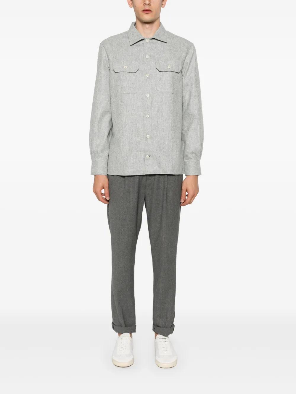 BRUNELLO CUCINELLI Grey Virgin-wool Flannel Overshirt In Gray Product Image