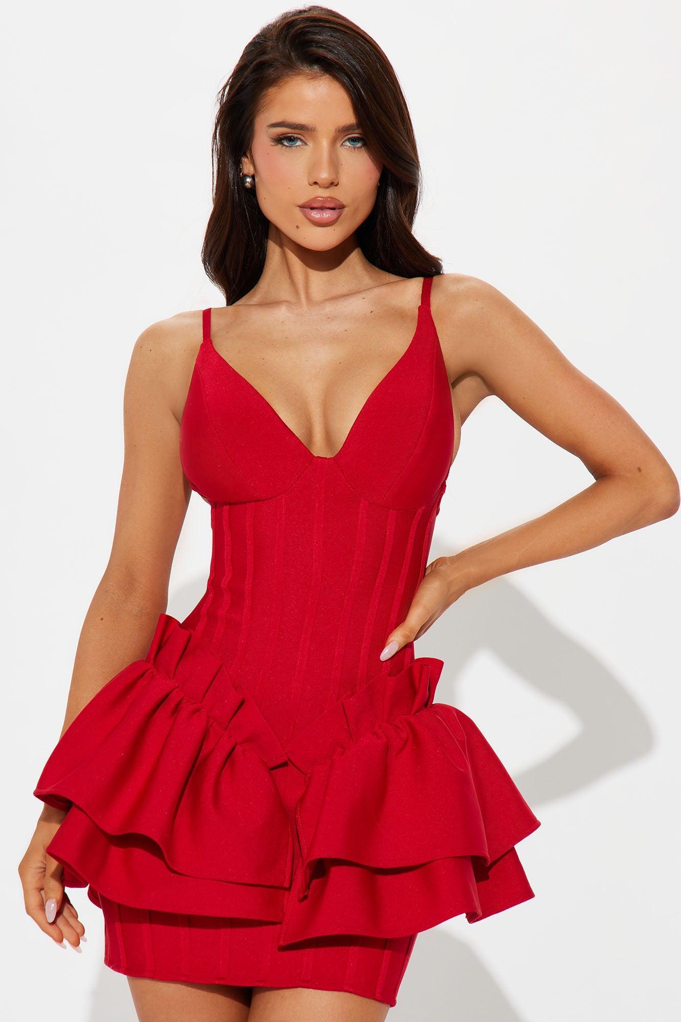 Romantic Beginnings Bandage Mini Dress - Red Product Image