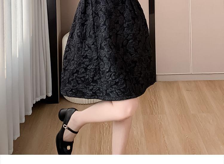 Long-Sleeve Crewneck Jacquard Knit A-Line Dress Product Image