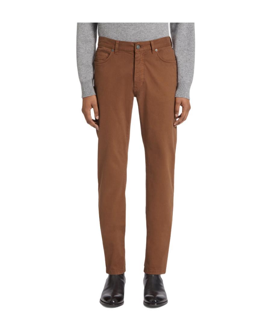 ZEGNA Five-pocket Jeans In Brown Product Image