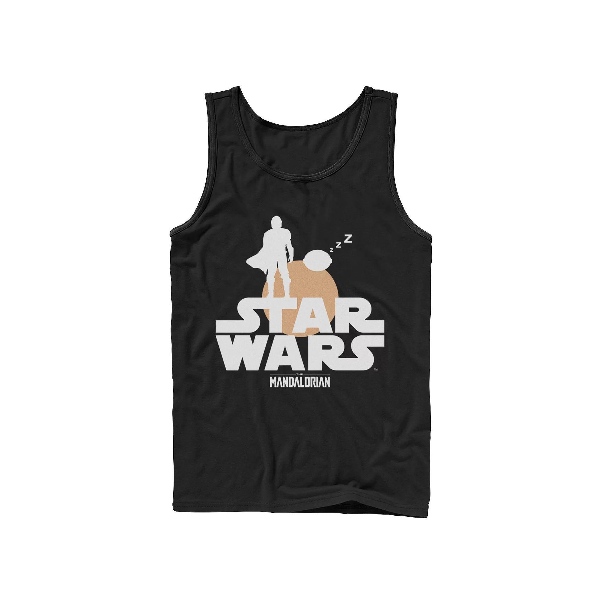 Mens Star Wars The Mandalorian The Child Sunset Silhouette Logo Tank Top Product Image
