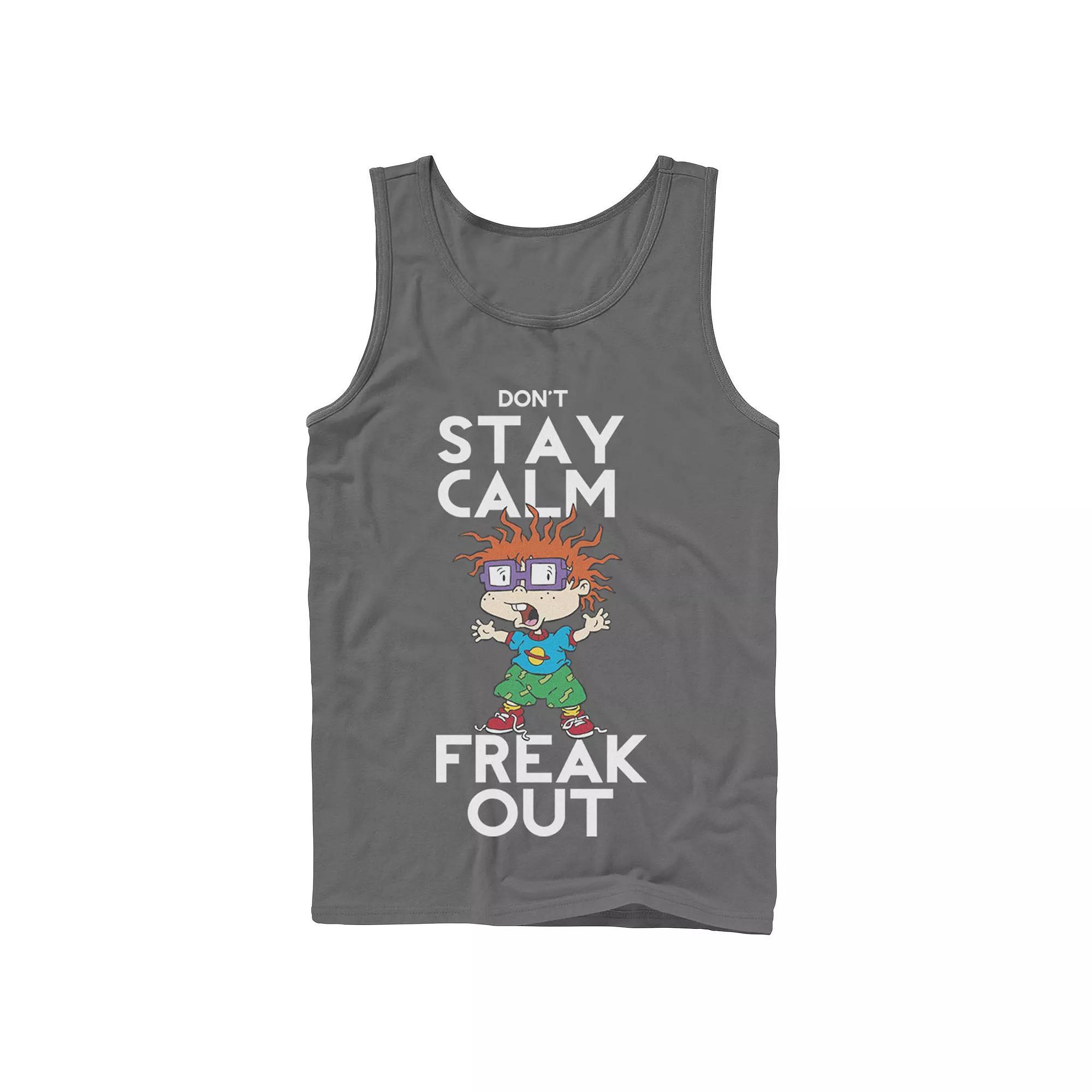 Men's Nickelodeon Rugrats Chuckie Don't Stay Calm Freak Out Graphic Tank Top, Size: Large, Black Product Image