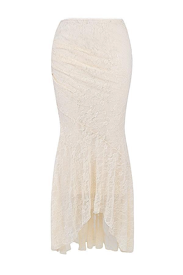 Therese Vintage Cream Lace Maxi Skirt Product Image