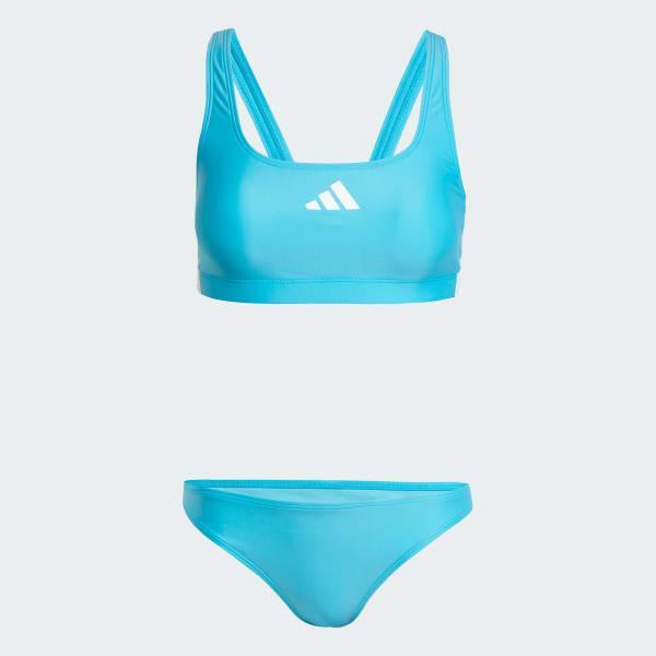 adidas 3-Stripes V-Back Bikini Lucid Cyan 12 Womens Product Image