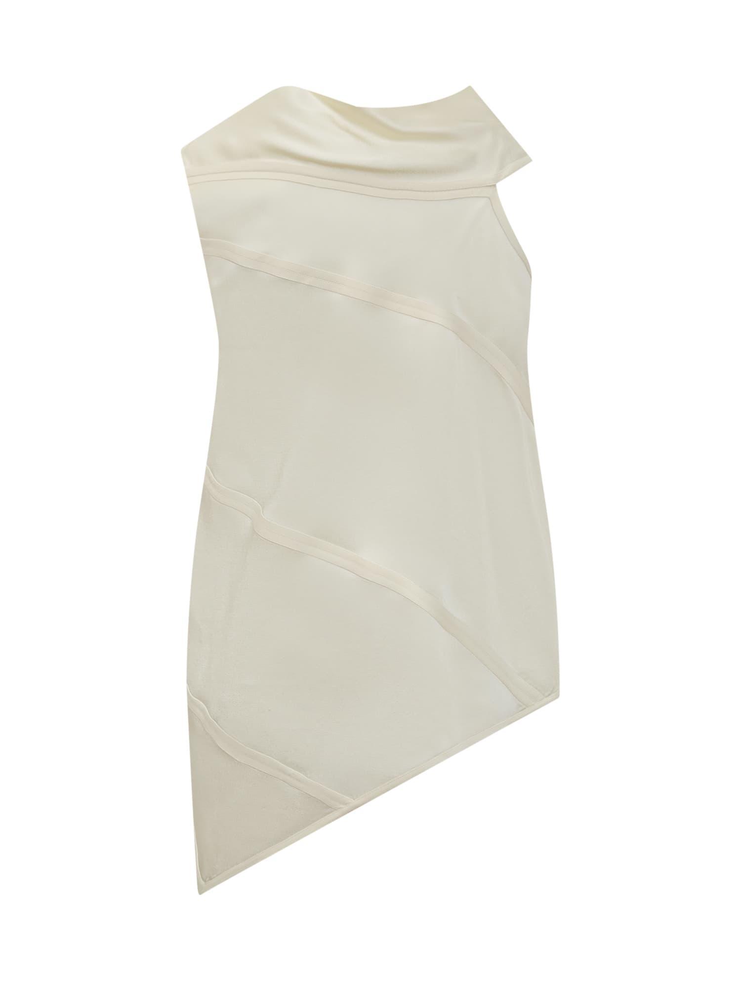 JIL SANDER Asymmetric Crepe Satin Top In Beige Product Image