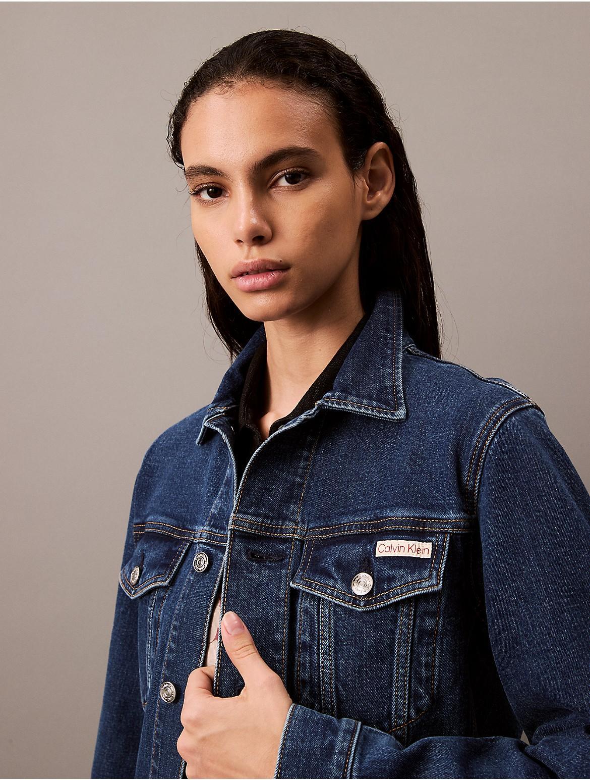 Calvin Klein Womens Classic Denim Trucker Jacket - Black - M Product Image