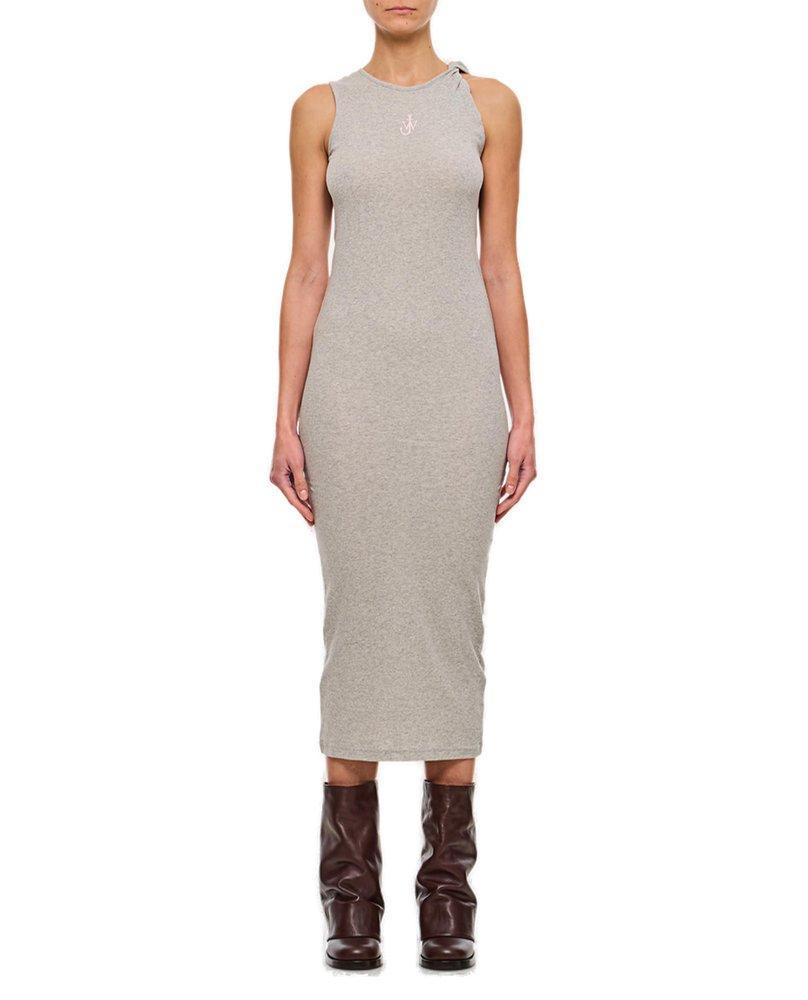 JW ANDERSON Anchor Embroidery Twisted Strap Dress In Grey Product Image