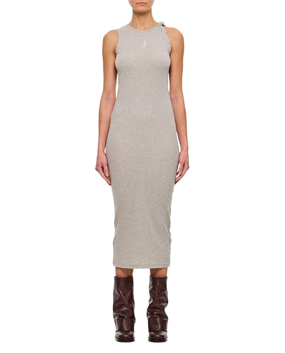JW ANDERSON Anchor Embroidery Twisted Strap Dress In Grey Product Image