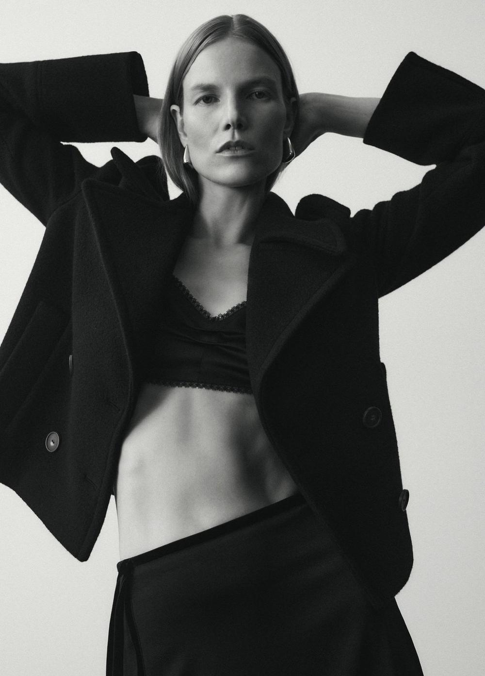 Womens Boiled Wool Crop Peacoat Product Image