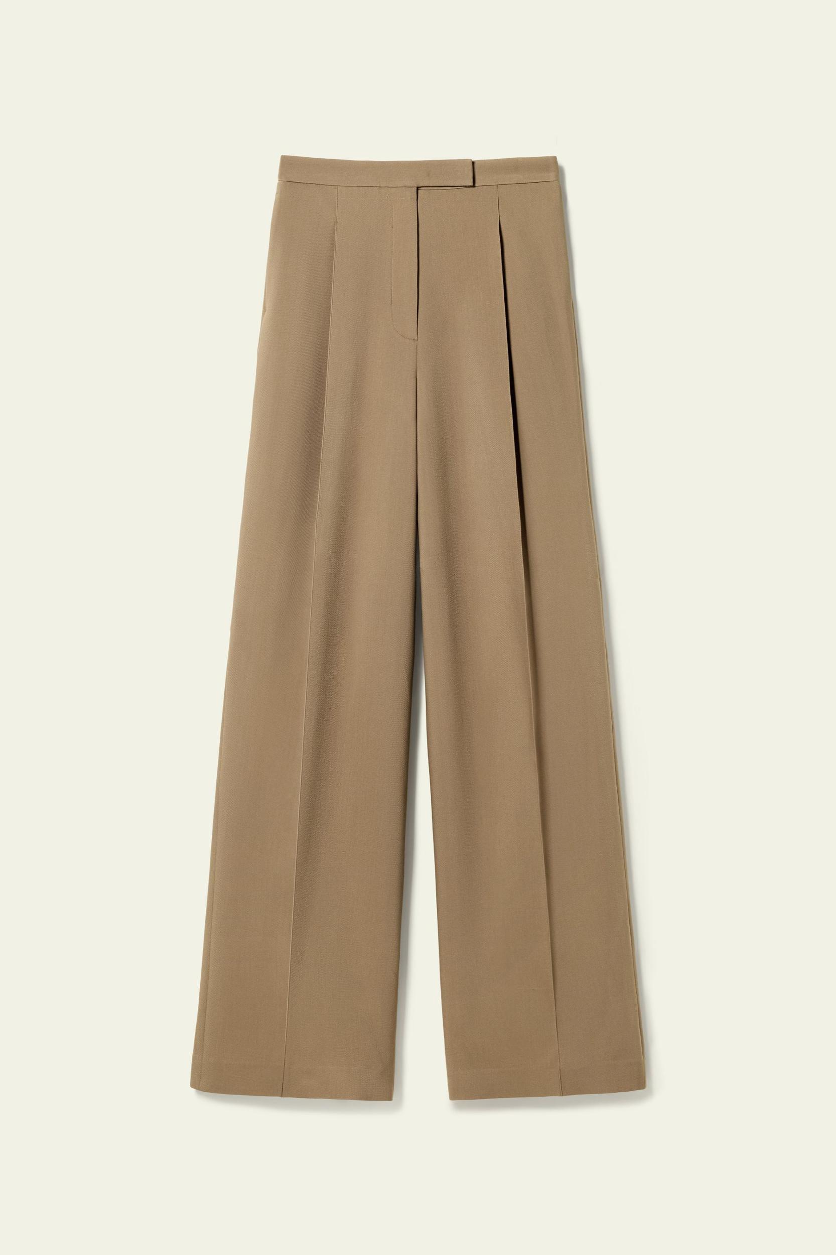 Silk-Wool Pleated Wide-Leg Trousers Product Image
