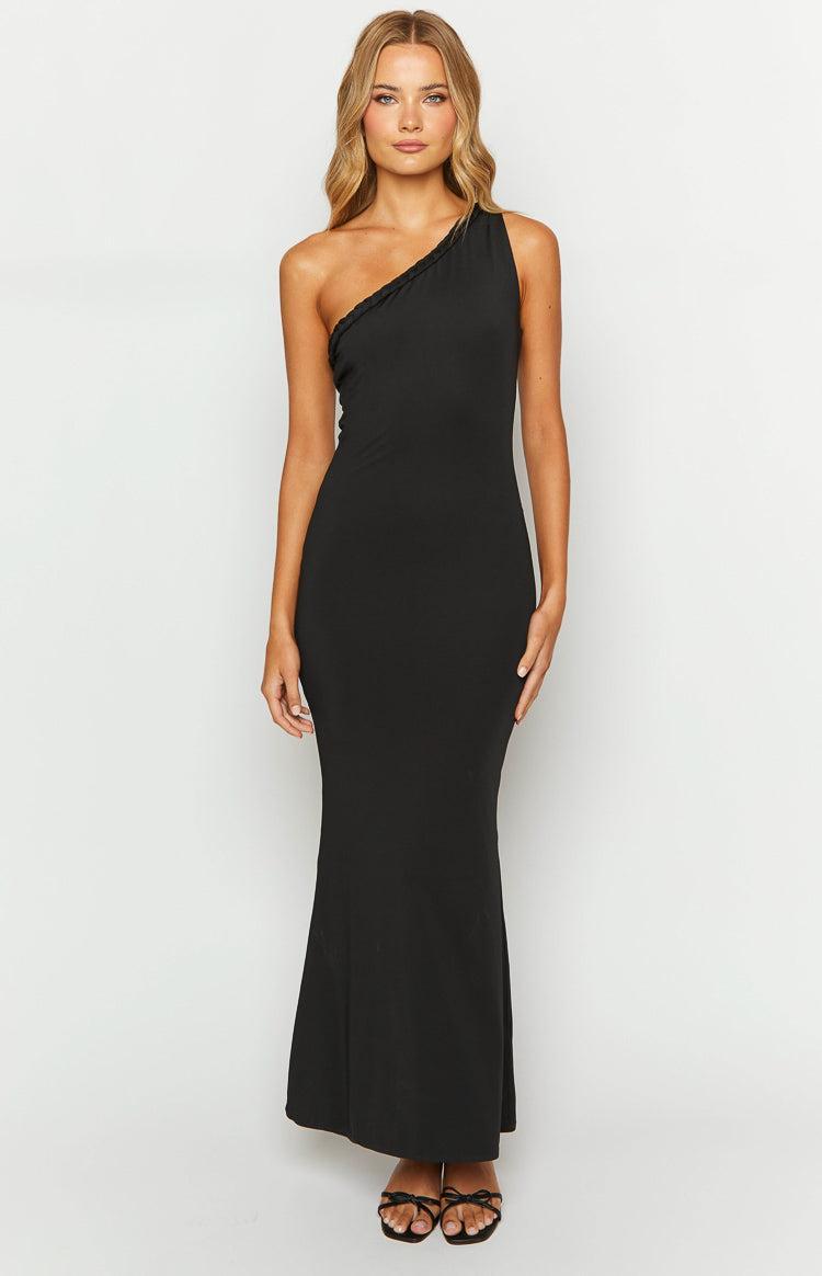 Alina Black One Shoulder Maxi Dress Product Image