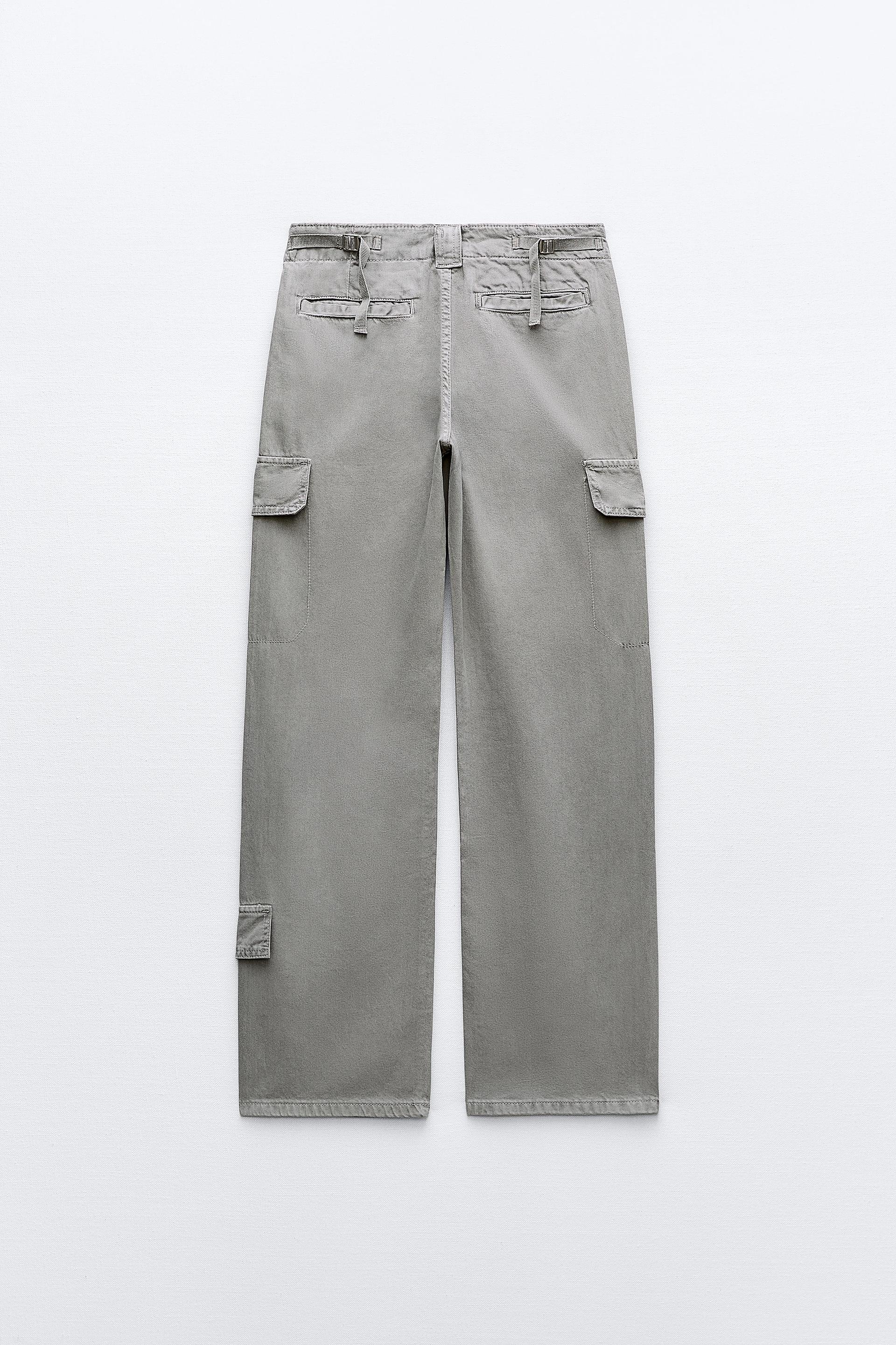 MID WAIST ADJUSTABLE STRAP CARGO PANTS Product Image