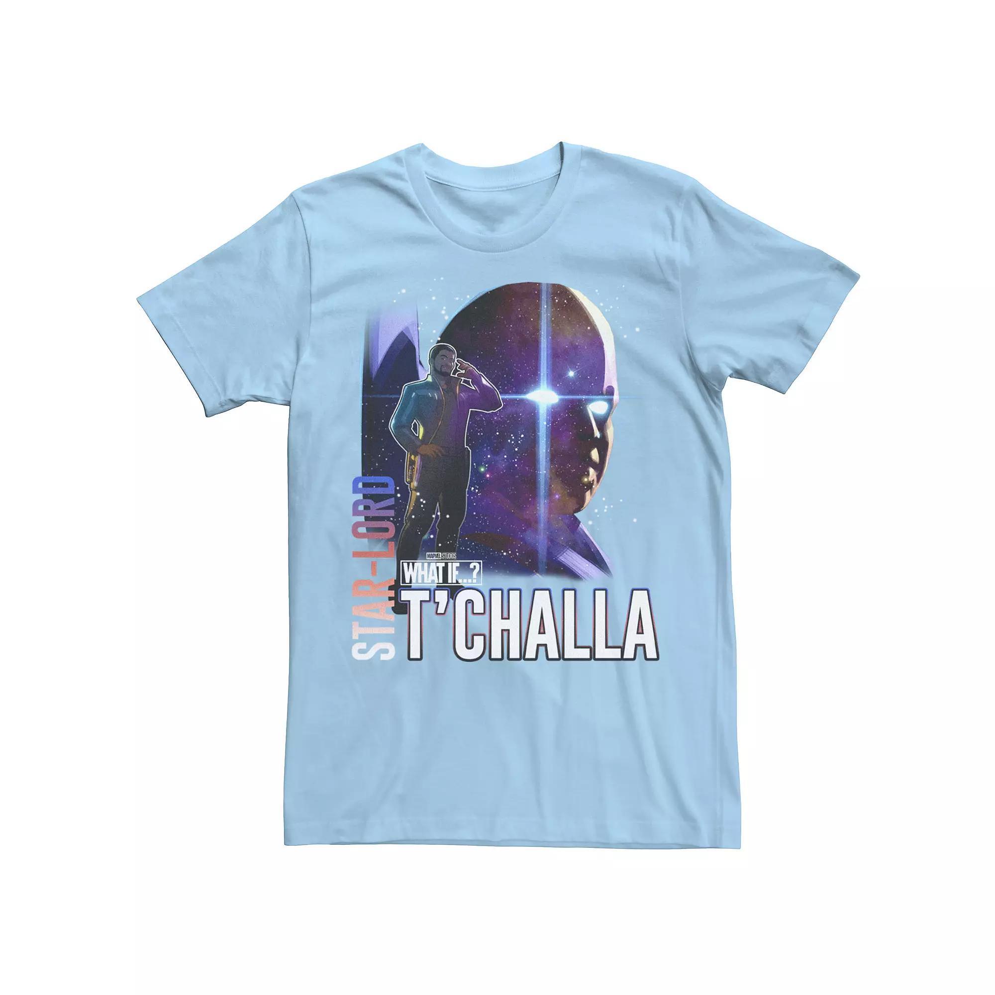 Men's Marvel What If Star Lord T'Challa and Watcher Poster Tee, Size: Small, Light Blue Product Image