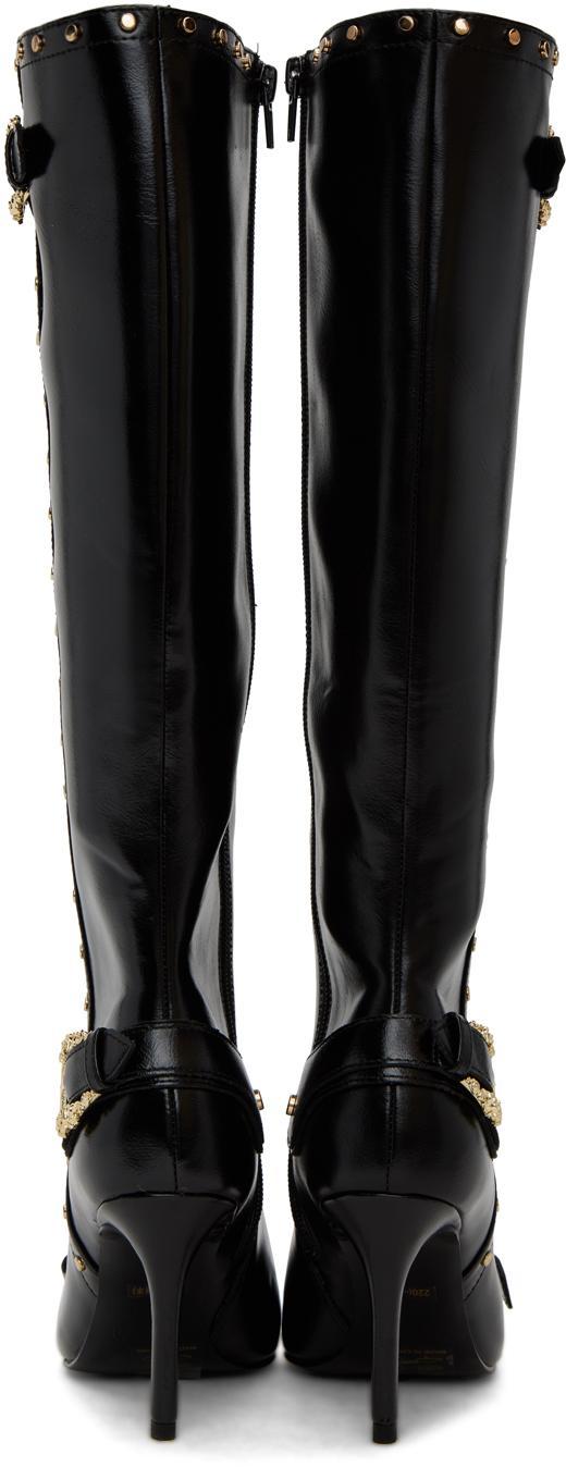 VERSACE JEANS COUTURE Ssense Exclusive Black Hardware Boots Product Image
