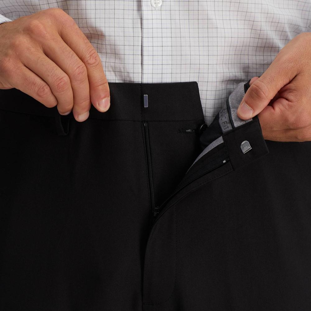 Haggar H26 Men's Stretch Dress Pants - Black 42x30: Midweight, Relaxed Leg, Fly Hook Closure Product Image