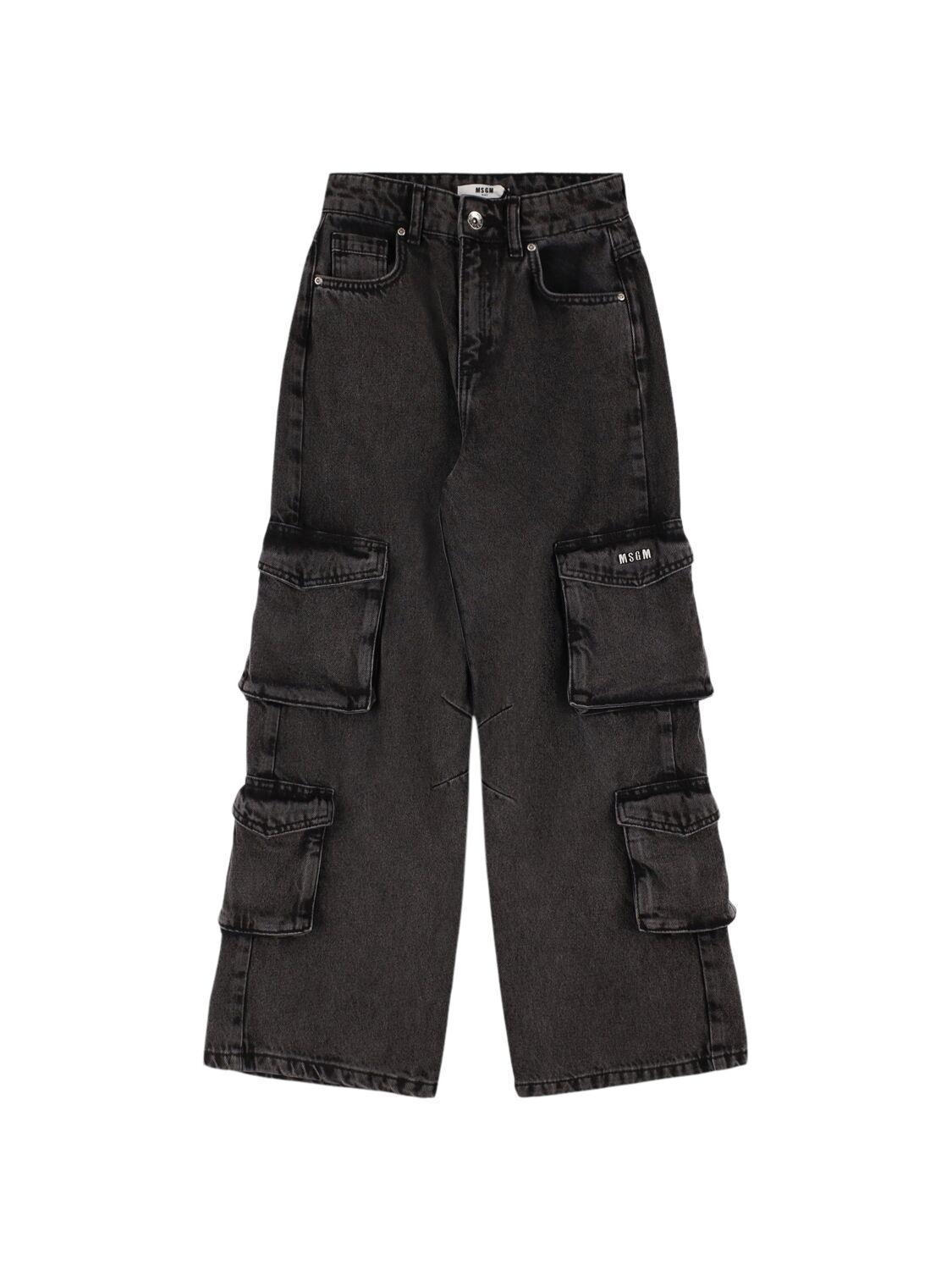 MSGM Cotton Denim Cargo Jeans Product Image