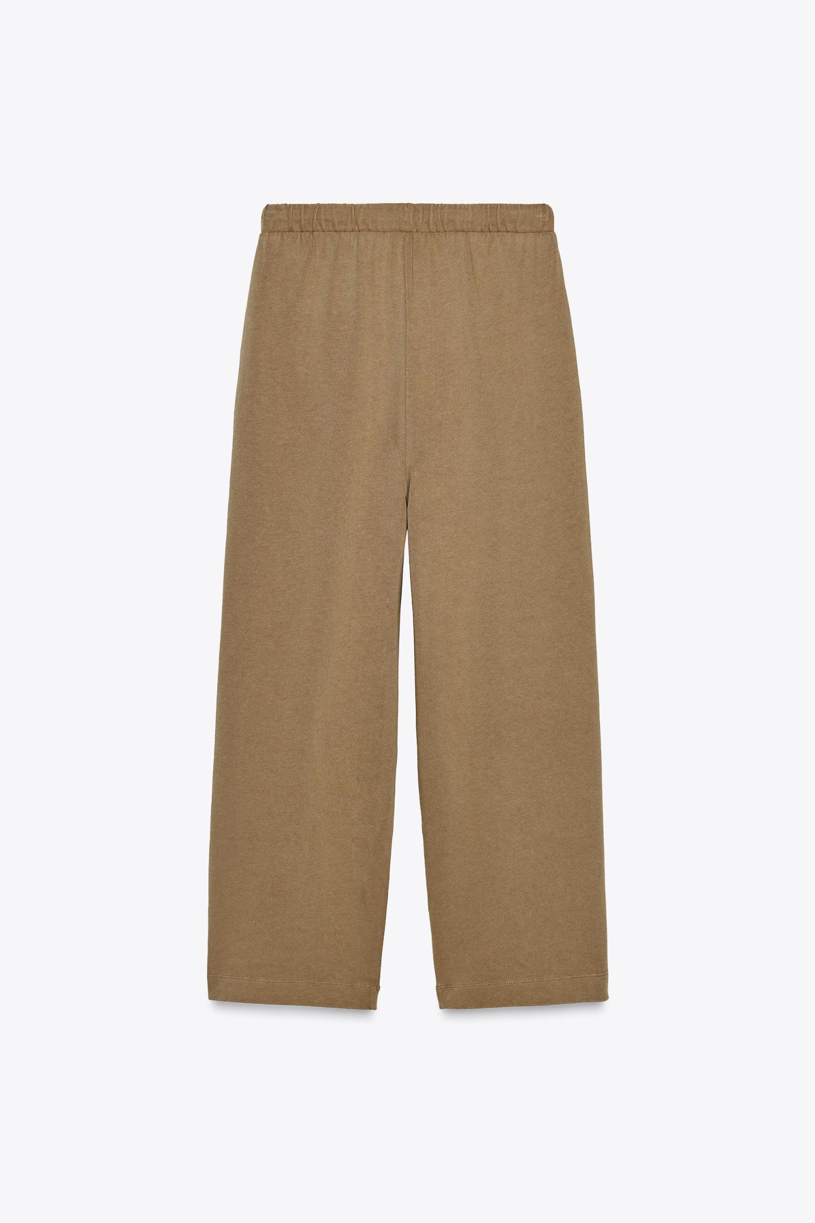 WASHED ANKLE-LENGTH WIDE LEG PANTS Product Image