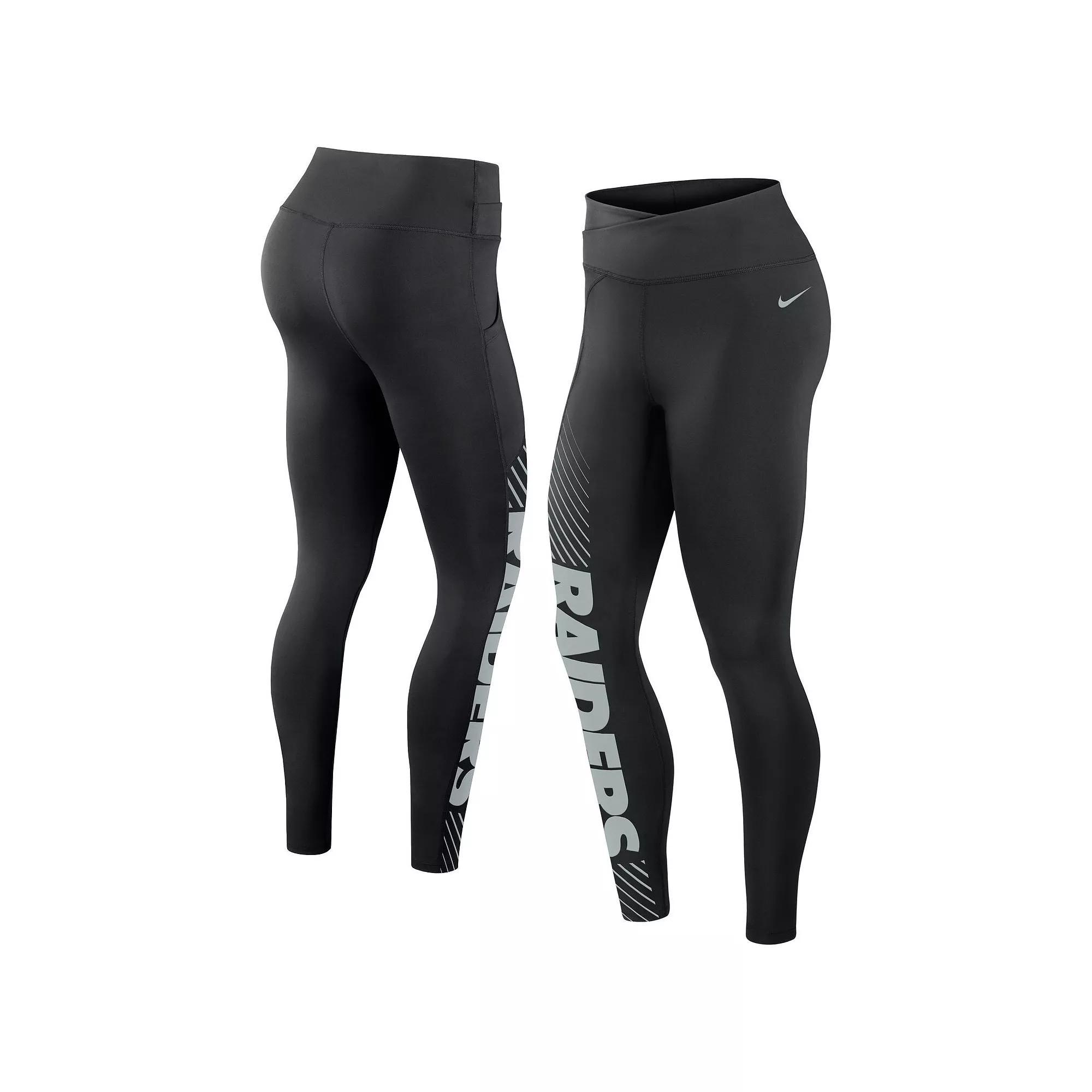 Women's Nike Black Las Vegas Raiders Yard Line Crossover Leggings, Size: XS, Lvr Black Product Image