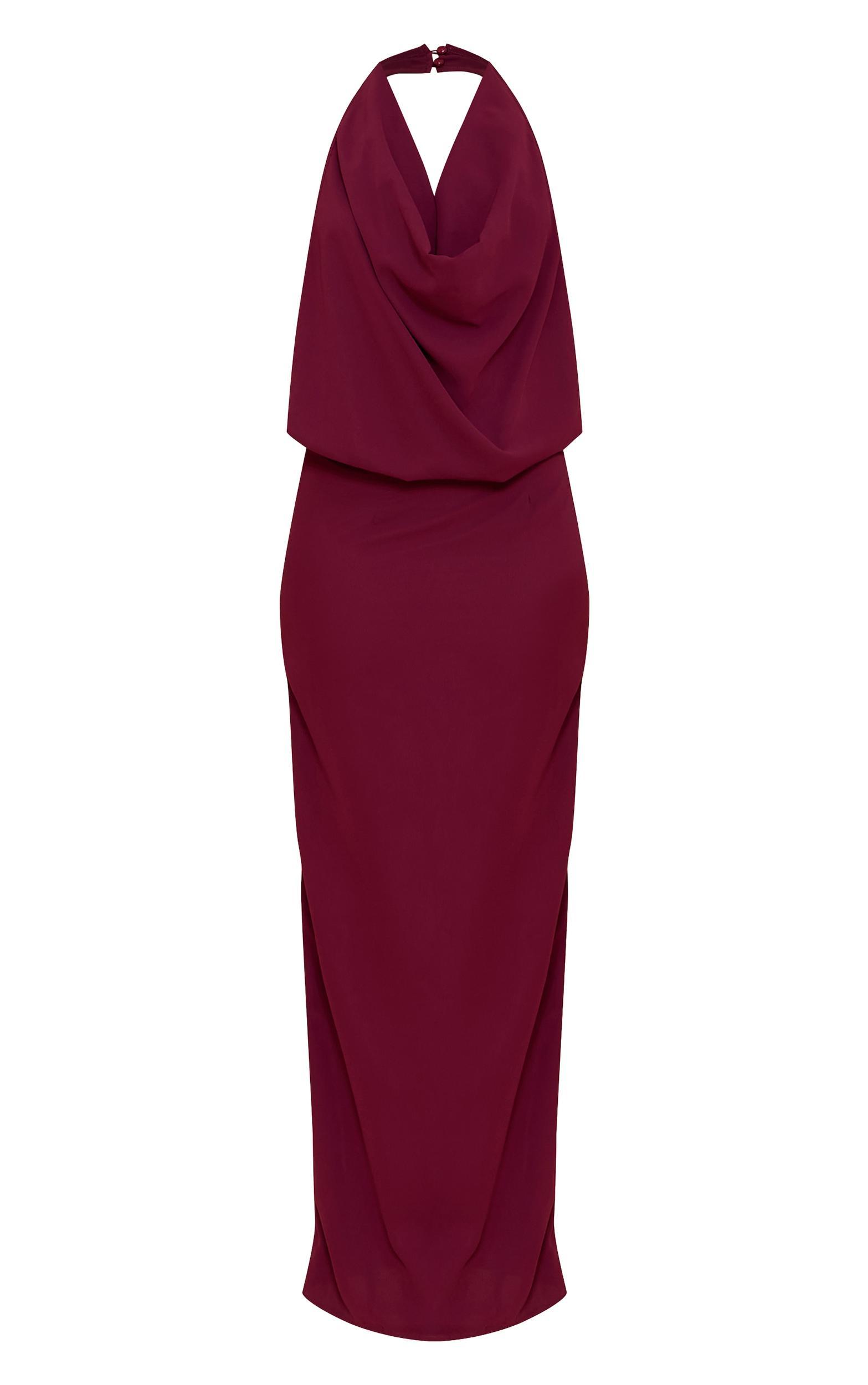 Plum Chiffon Cowl Neck Maxi Dress Product Image