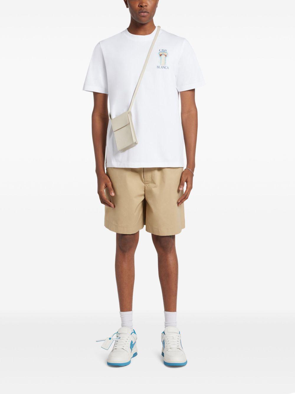 CASABLANCA White Crewneck T-shirt With Logo Detail On The Front And Maxi Logo Print On The Rear Product Image