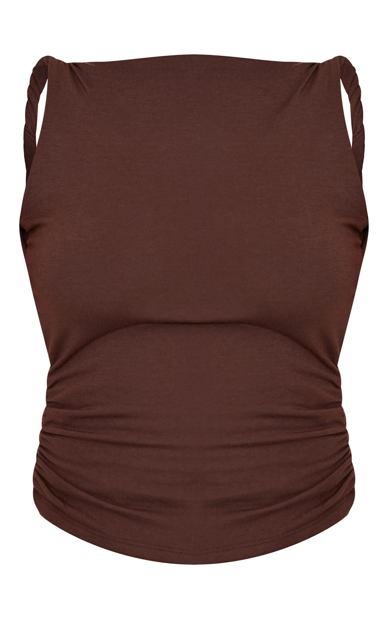 Chestnut Contour Jersey Twist Shoulder Backless Long Top Product Image