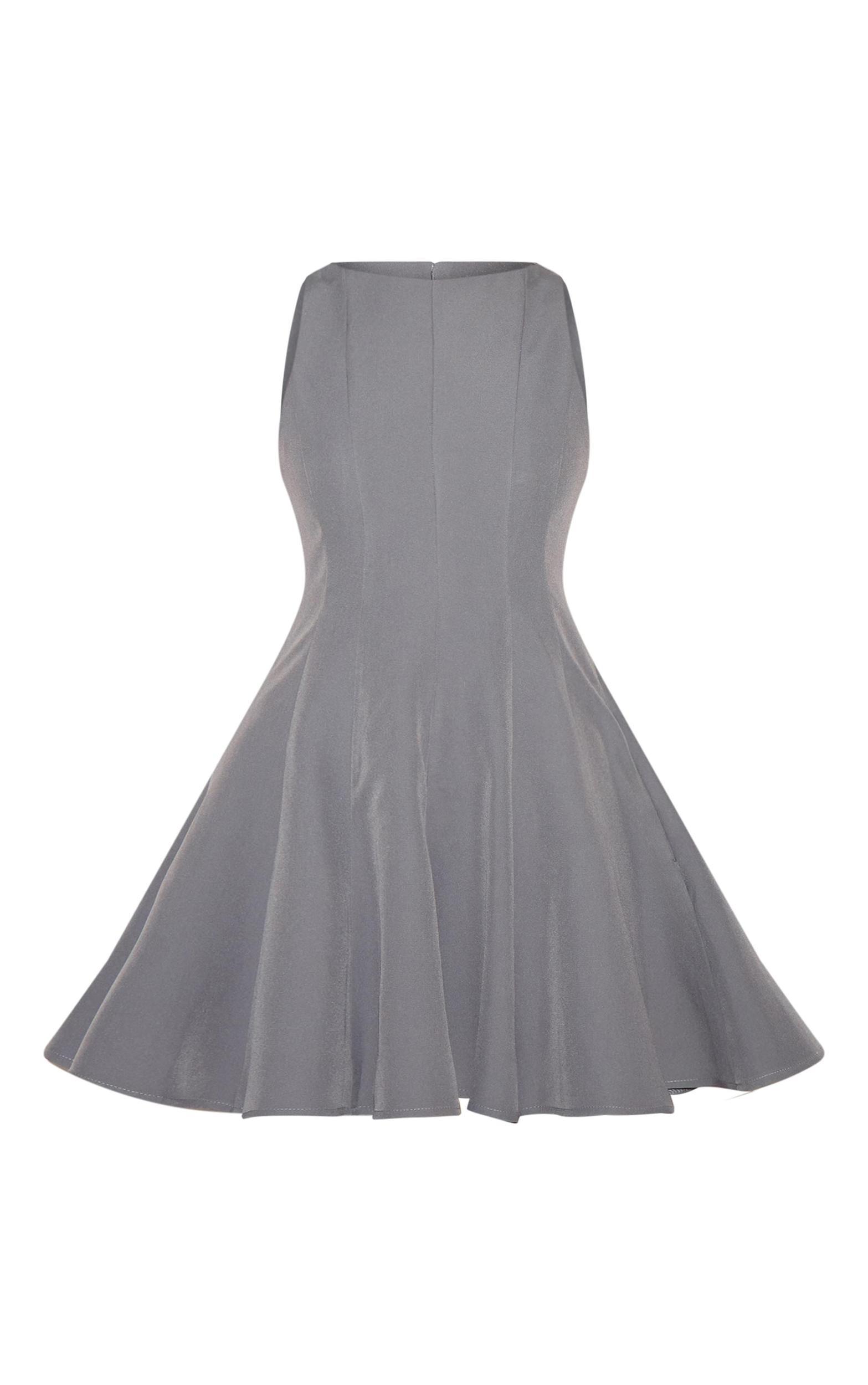 Charcoal Woven Pleated Shift Dress Product Image