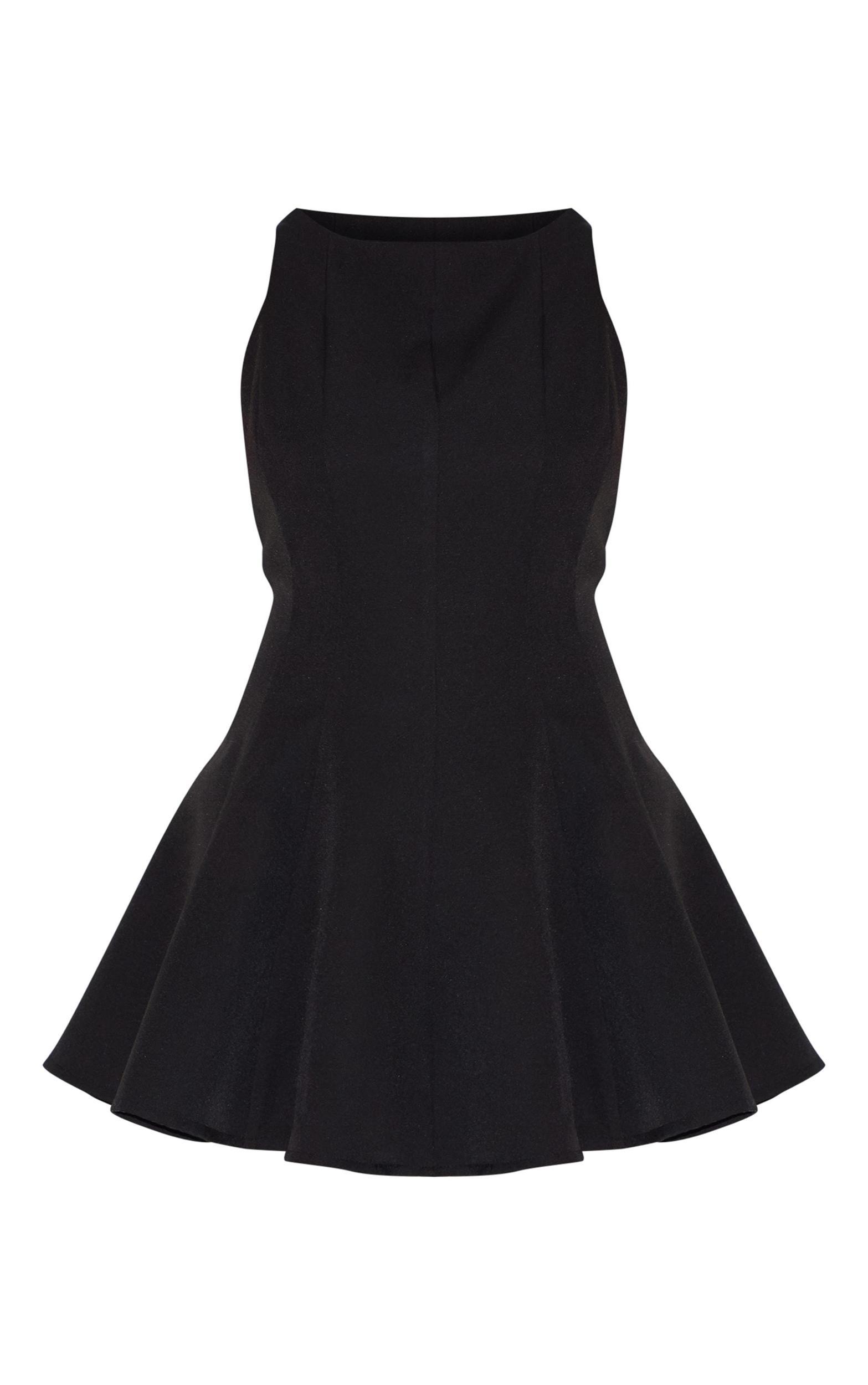 Plus Black Woven Pleated Slash Neck Shift Dress Product Image