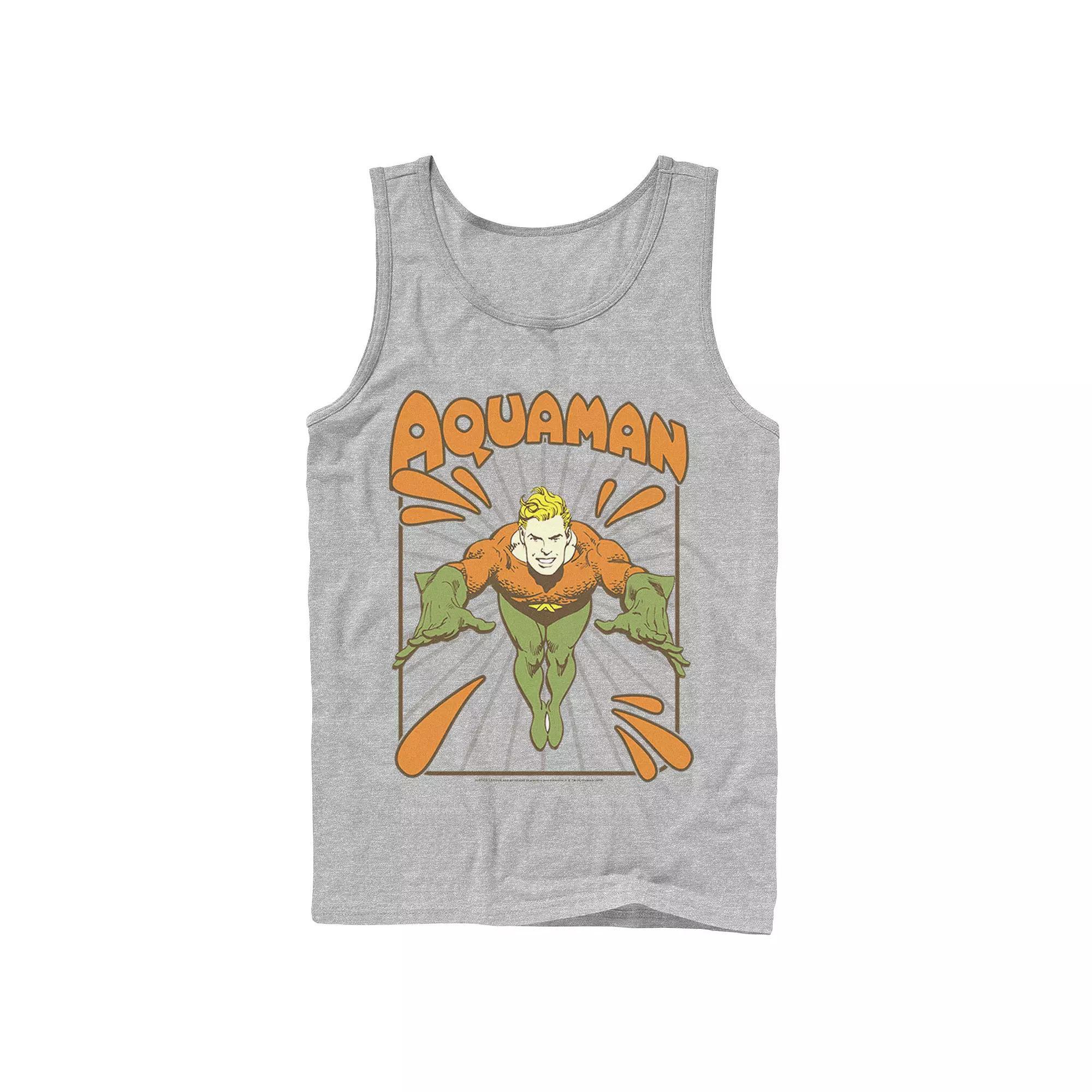 Mens DC Comics Aquaman Simple Text Logo Portrait Tank Top Athletic Grey Product Image