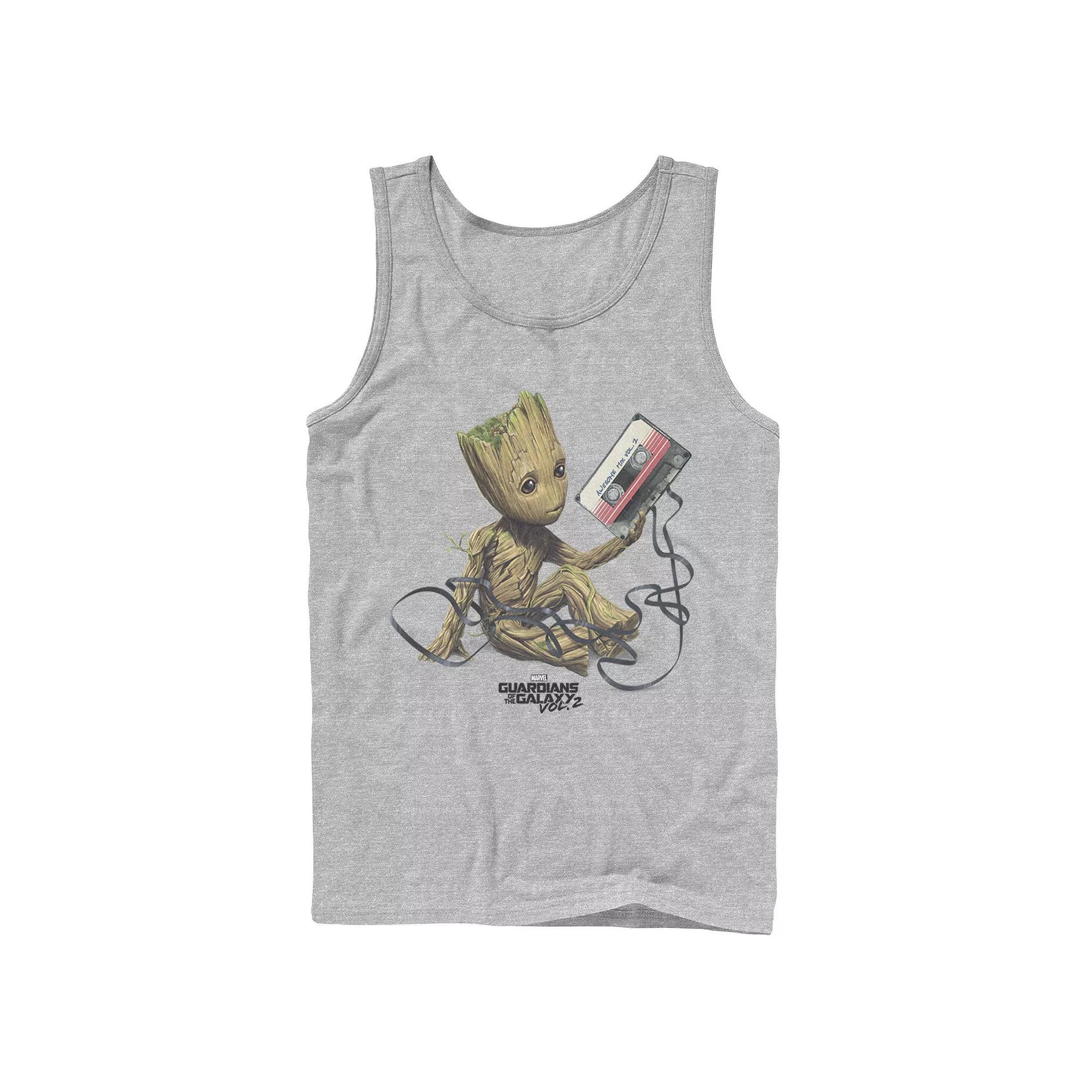 Men's Marvel Guardians Of The Galaxy Vol. 2 Groot Tape Portrait Graphic Tank Top, Size: Large, Athletic Grey Product Image