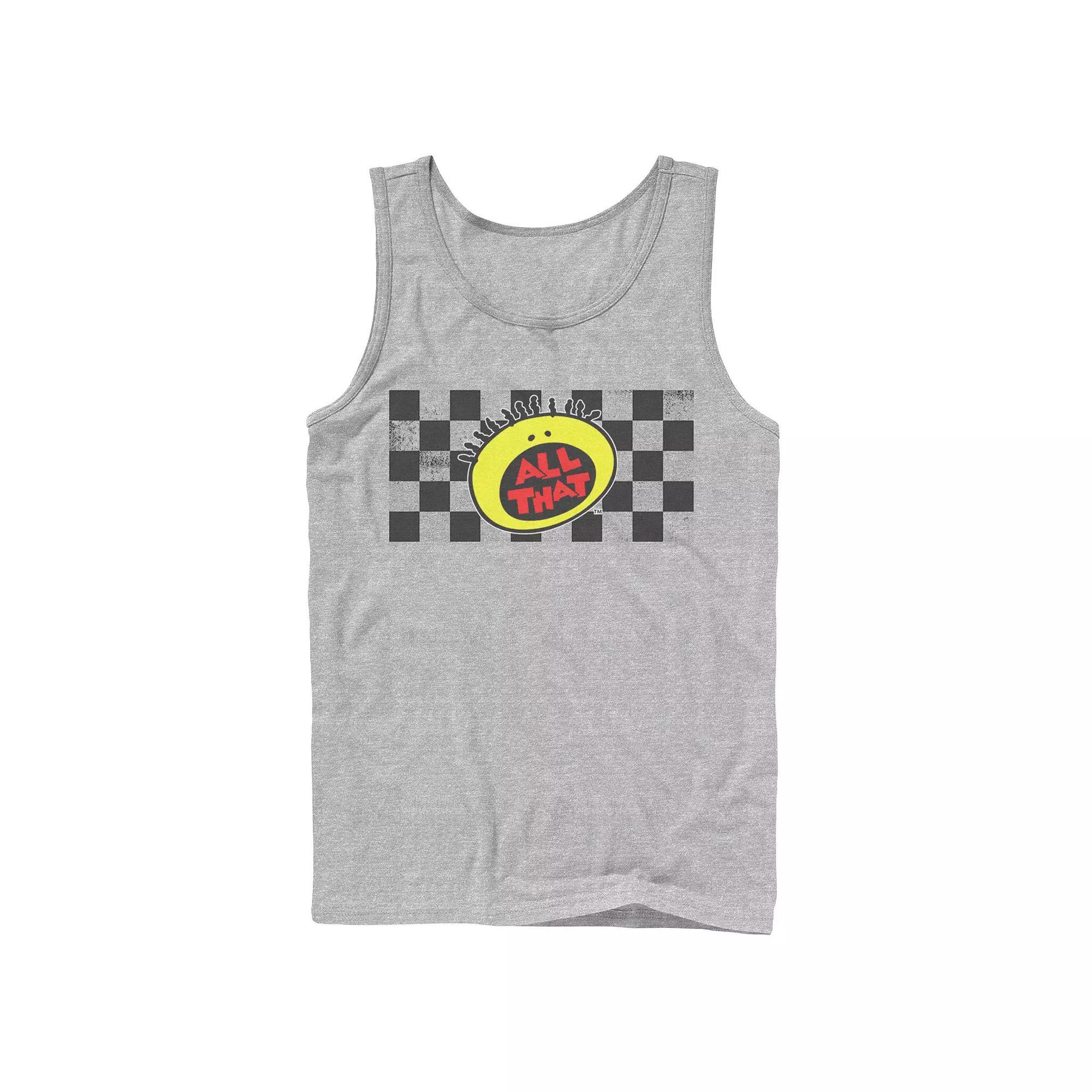 Men's Nickelodeon All That Checkered Logo Panel Graphic Tank Top, Size: Large, Athletic Grey Product Image