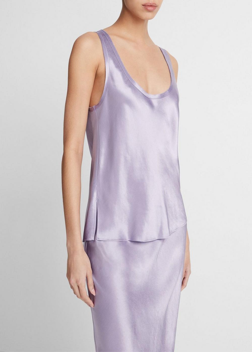 Womens Satin Raw-Edge Tank, Wisteria, Size L Vince Product Image